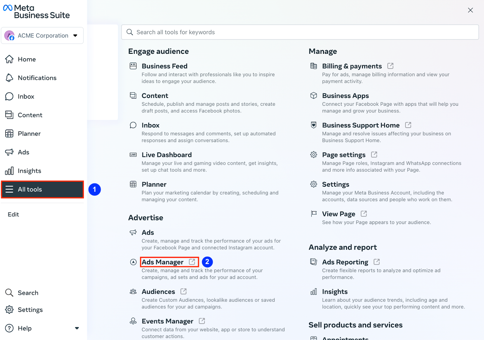 Access Meta Business Suite