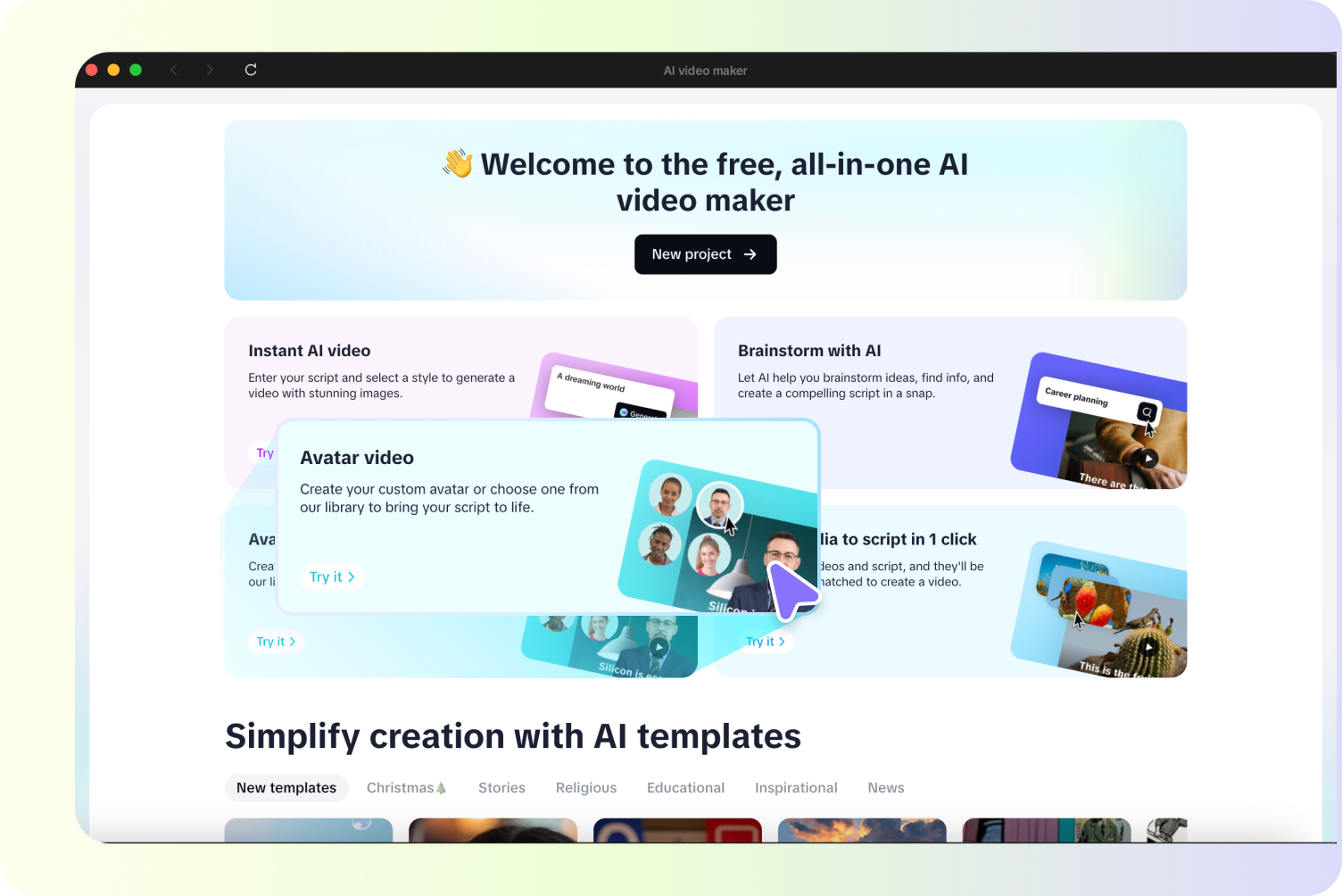 Accessing the AI video maker tool in CapCut