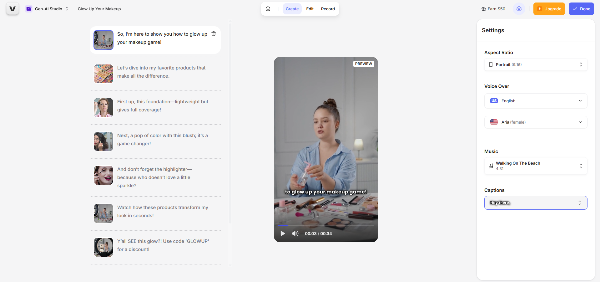 VEED interface