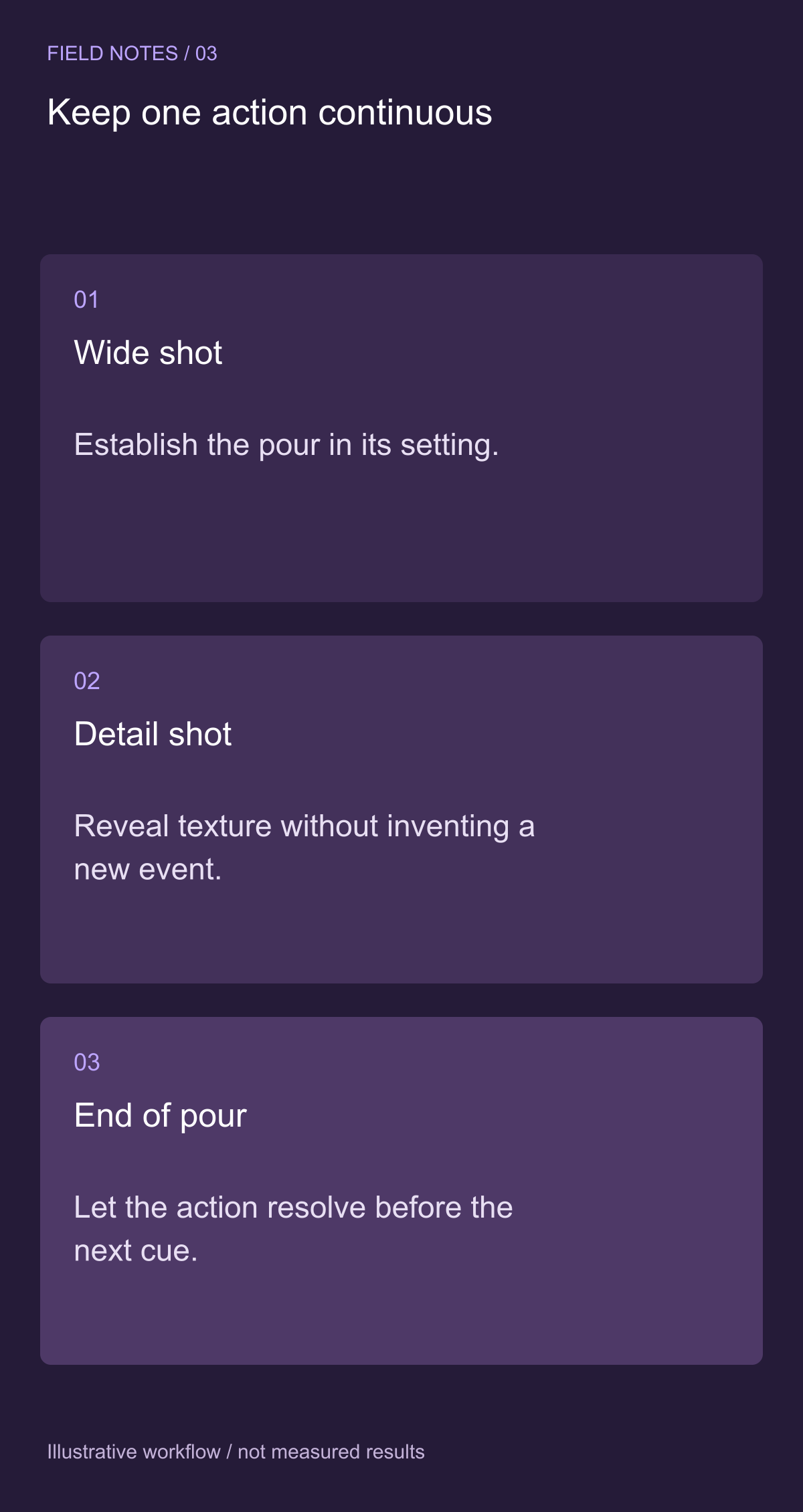 Let the pour carry the middle of the film — illustrative decision guide