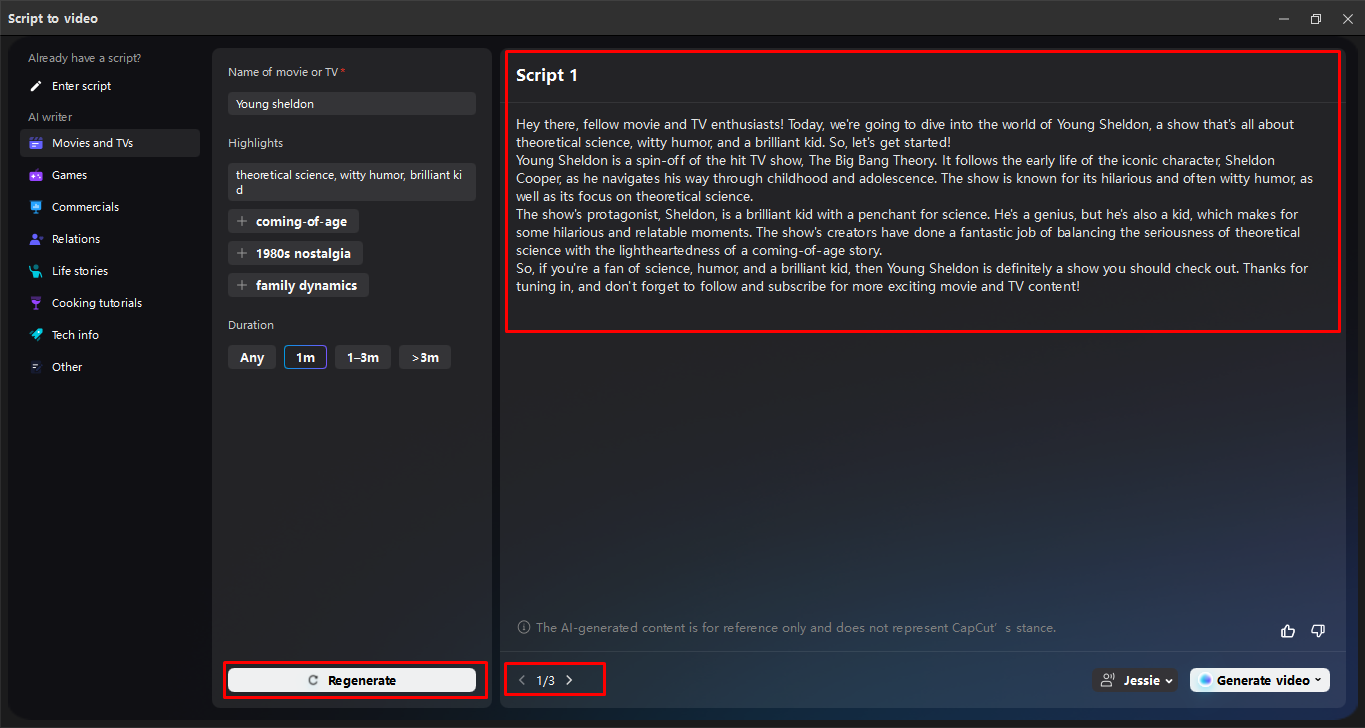 Gerando uma história no editor de vídeo para desktop CapCut