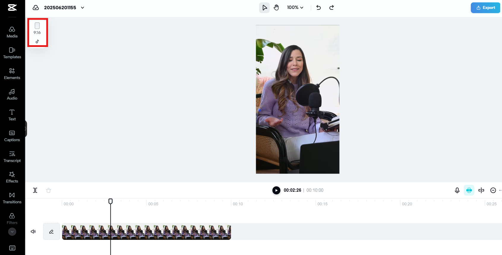 Export in the right aspect ratio