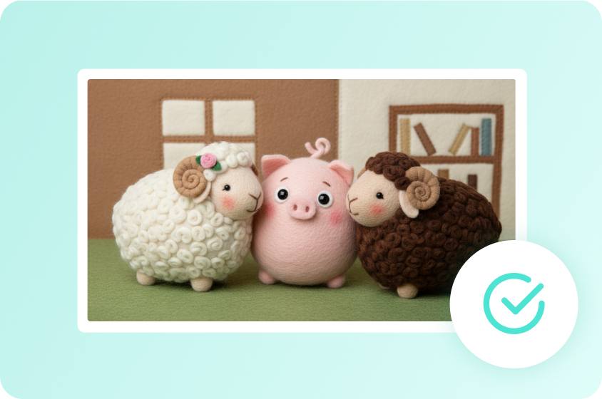 Grafica in feltro generata dall'IA creata senza lavorazione manuale