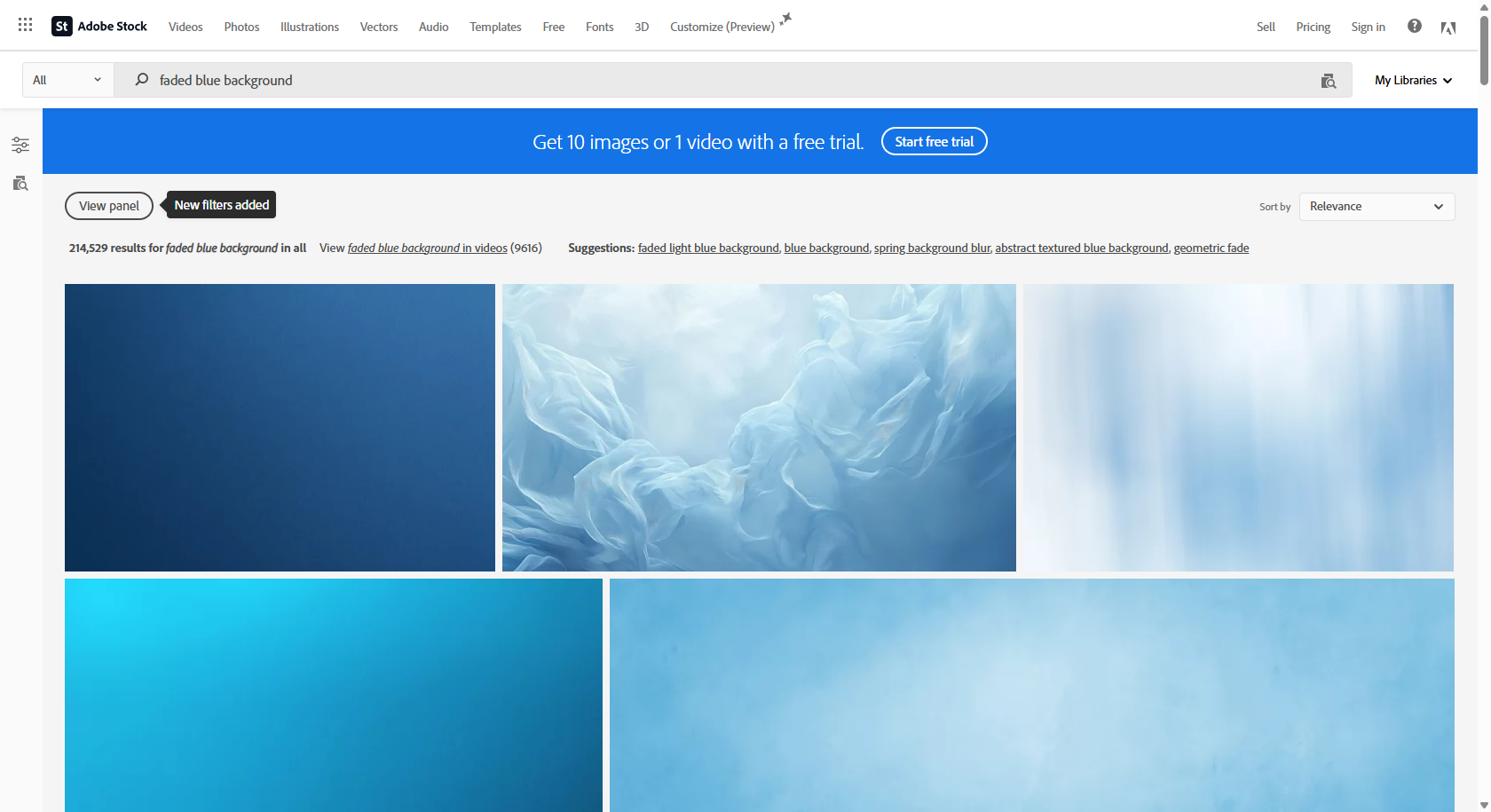 Adobe stock interface