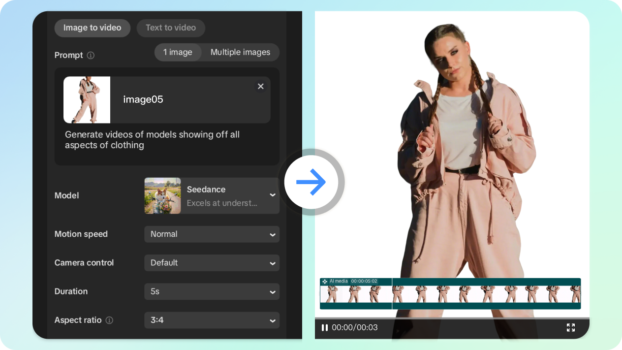 Créer une vidéo de modèles IA pour promouvoir efficacement des tenues.