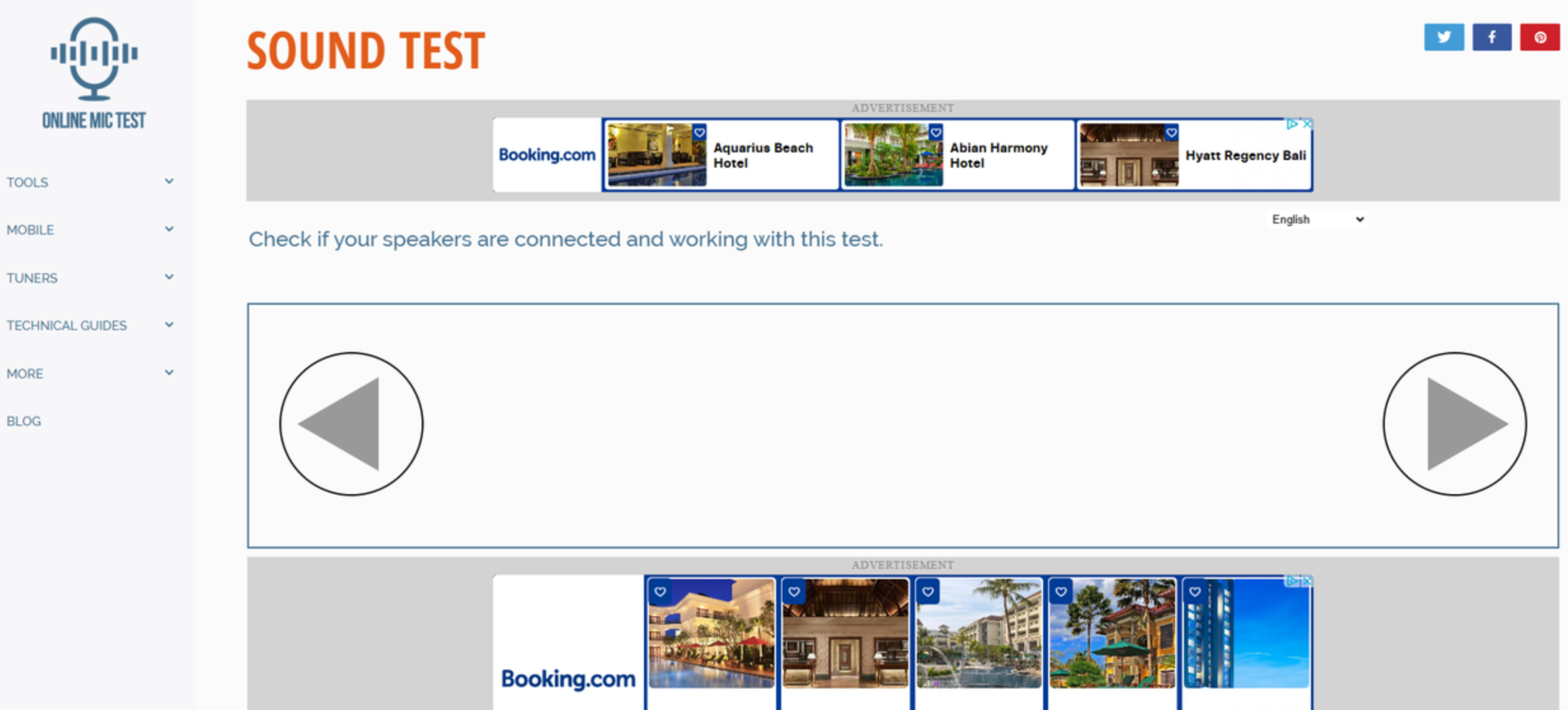 Interface of OnlineMicTest - the best way to do an audio test