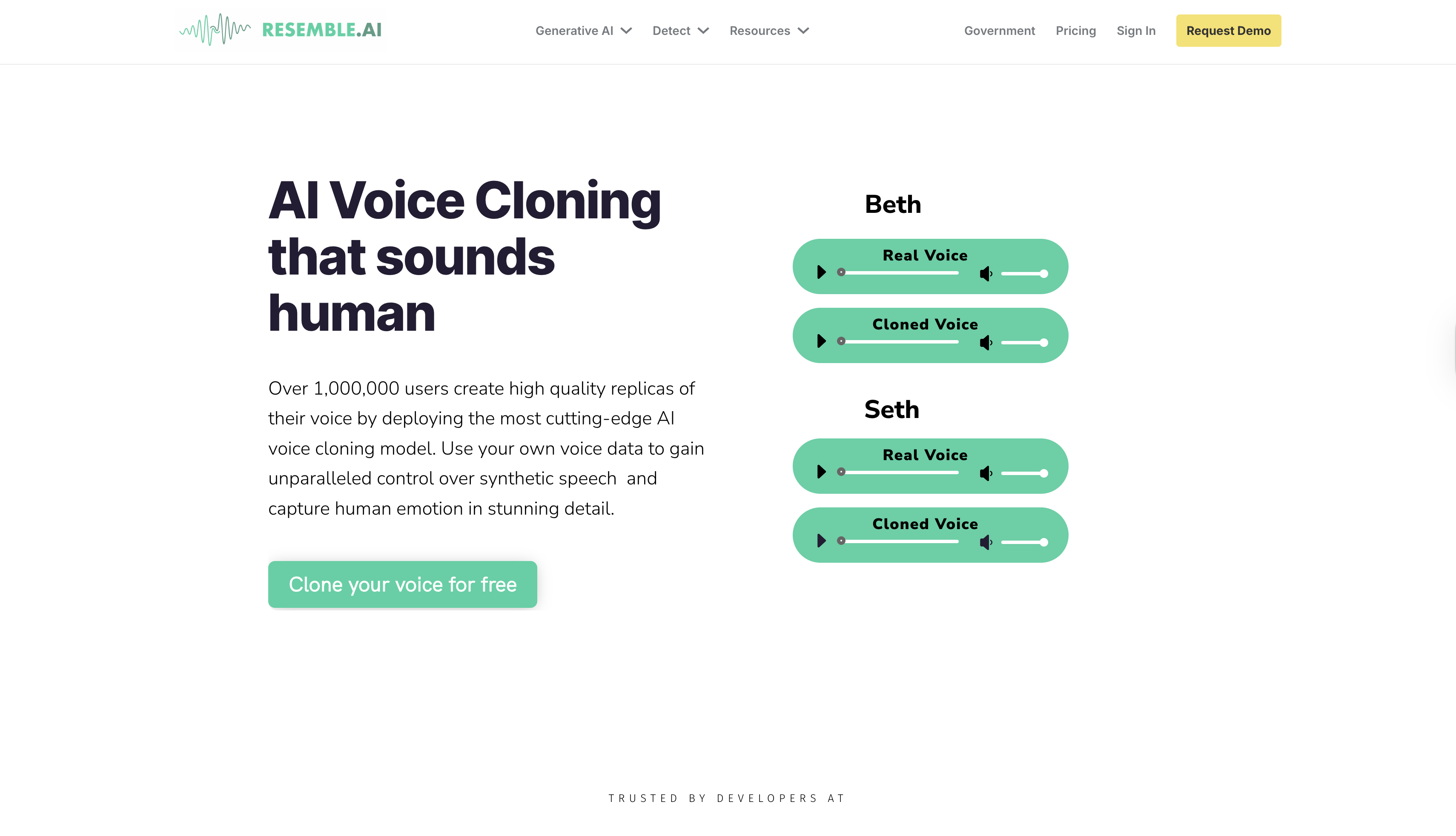 Resemble AI interface