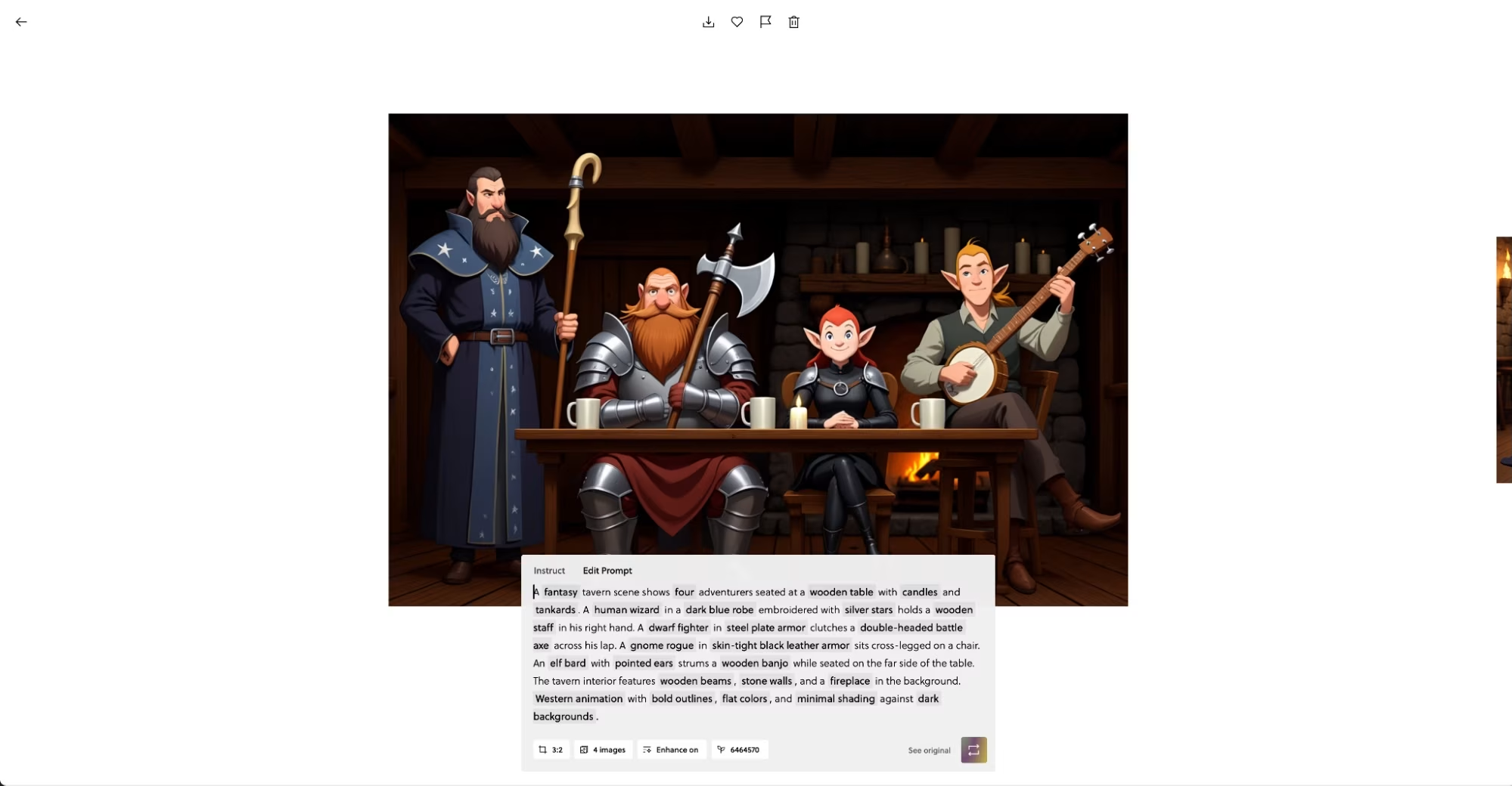 Interface to Reve - an advanced tool to generate images with text