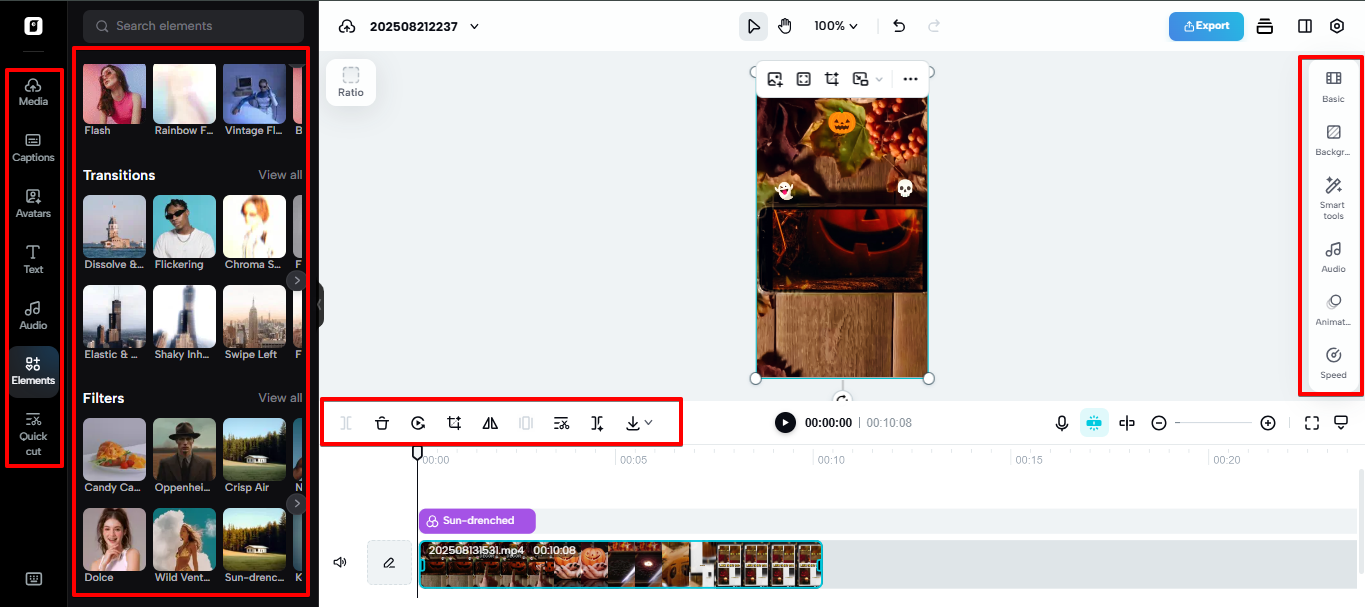 Editor de vídeo não linear com IA do Pippit