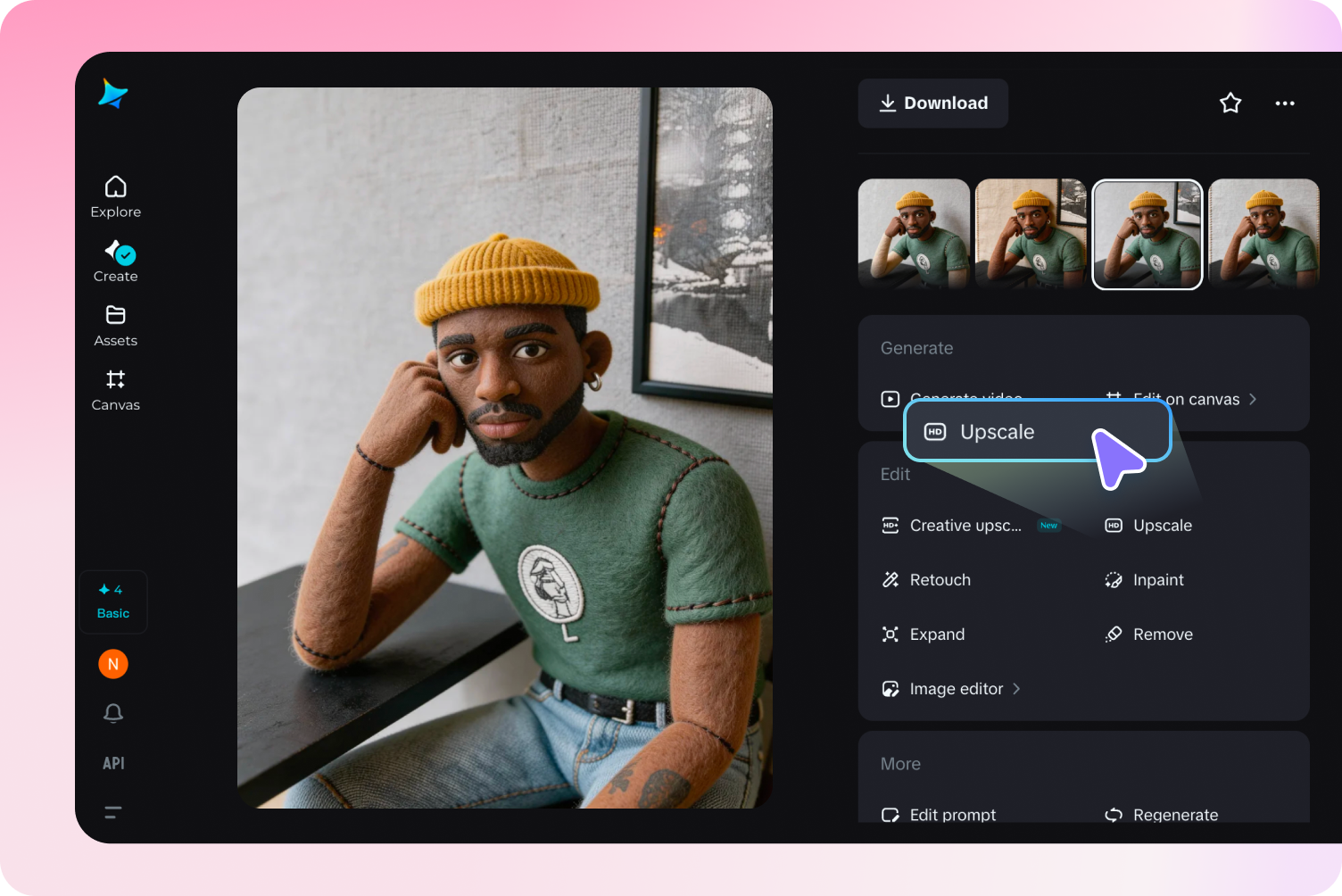 Personalizza l'immagine di feltro generata