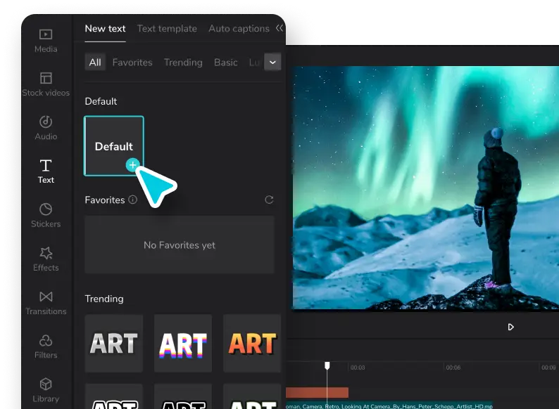 Bước 2: Thêm văn bản và sử dụng tính năng keyframe