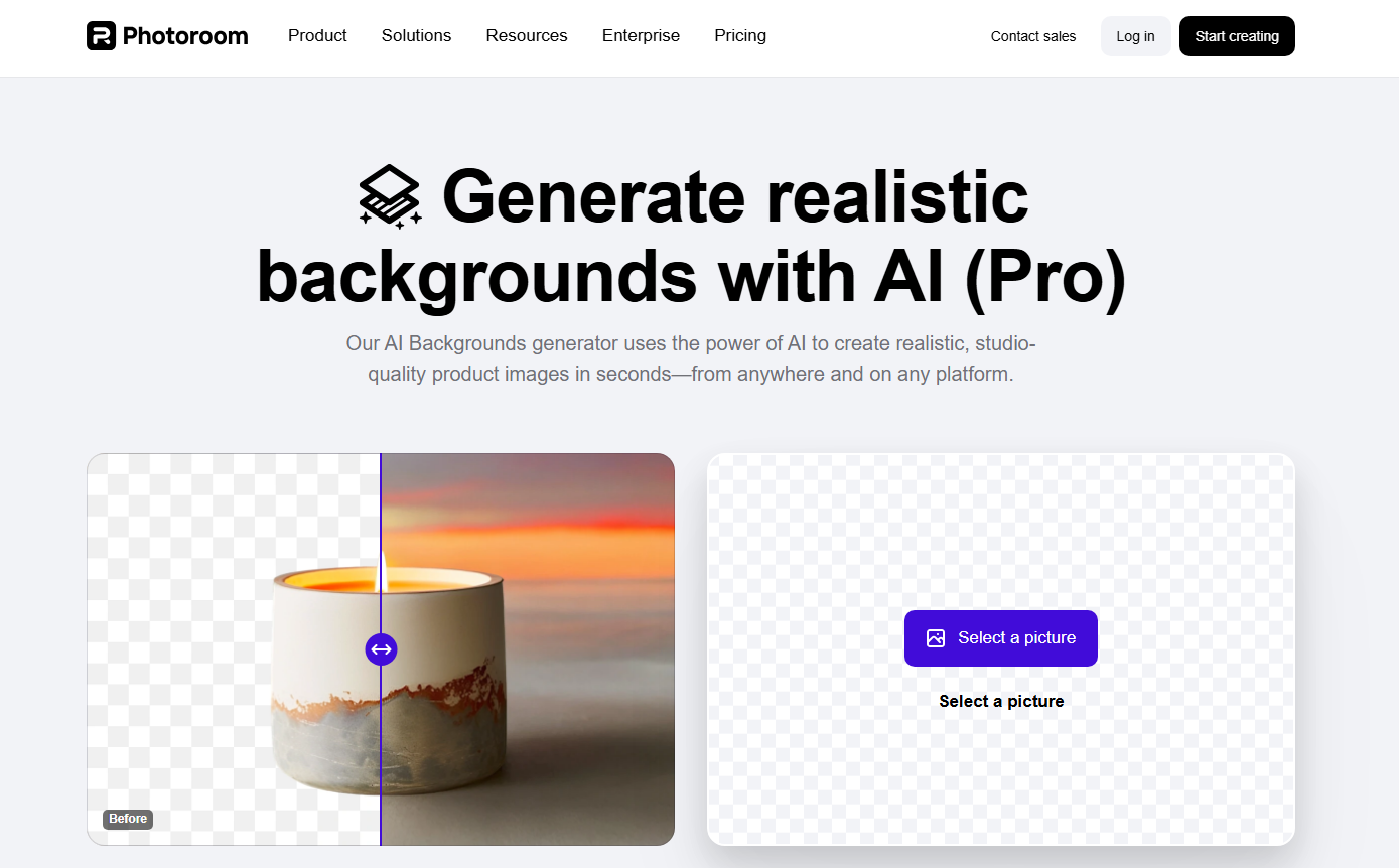Photoroom's instant backgrounds tool