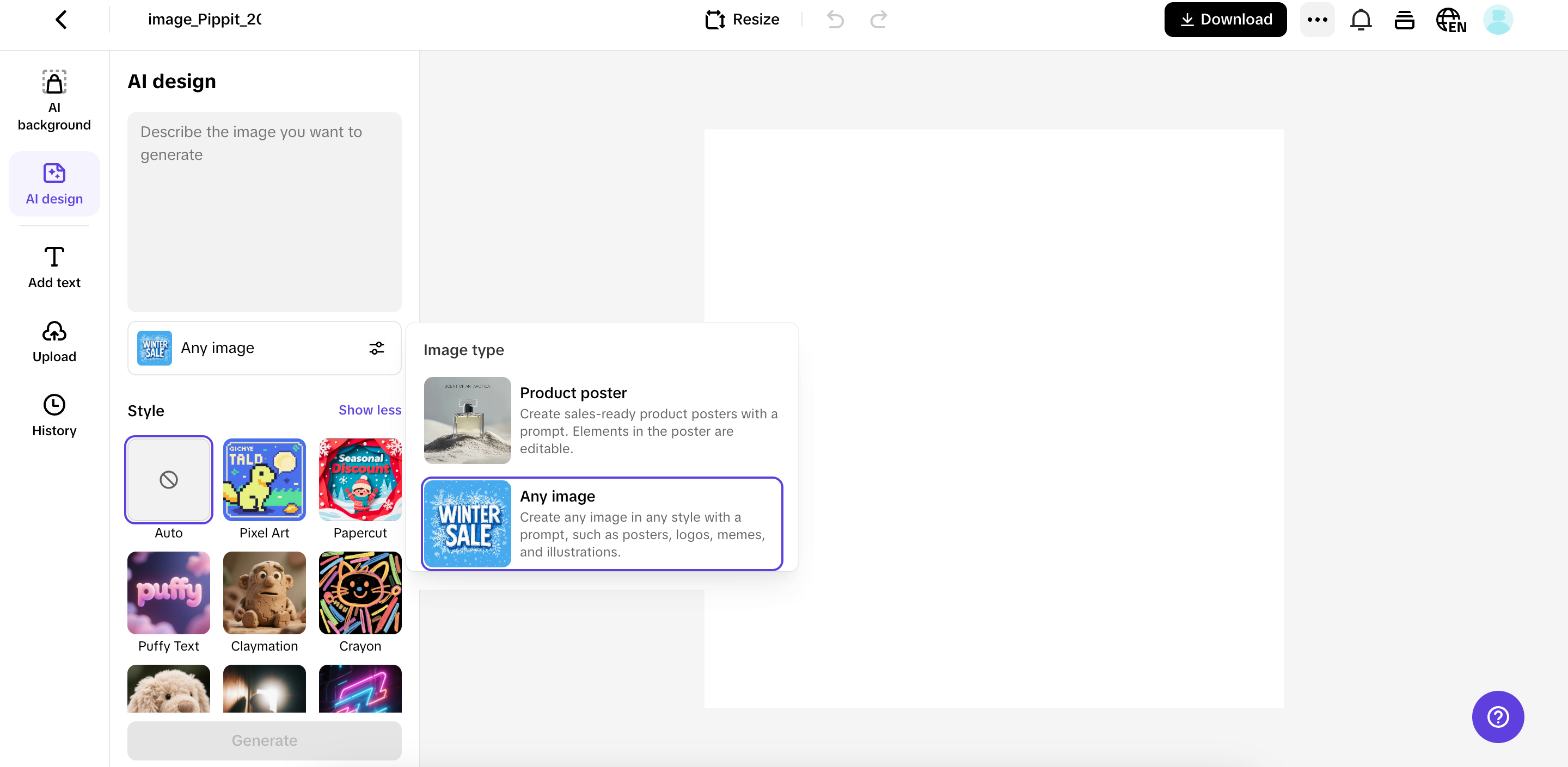 Enter prompts and generate