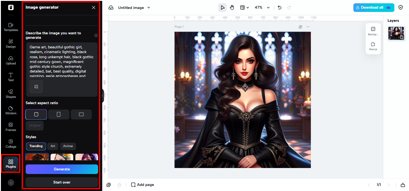 Generating images in Pippit