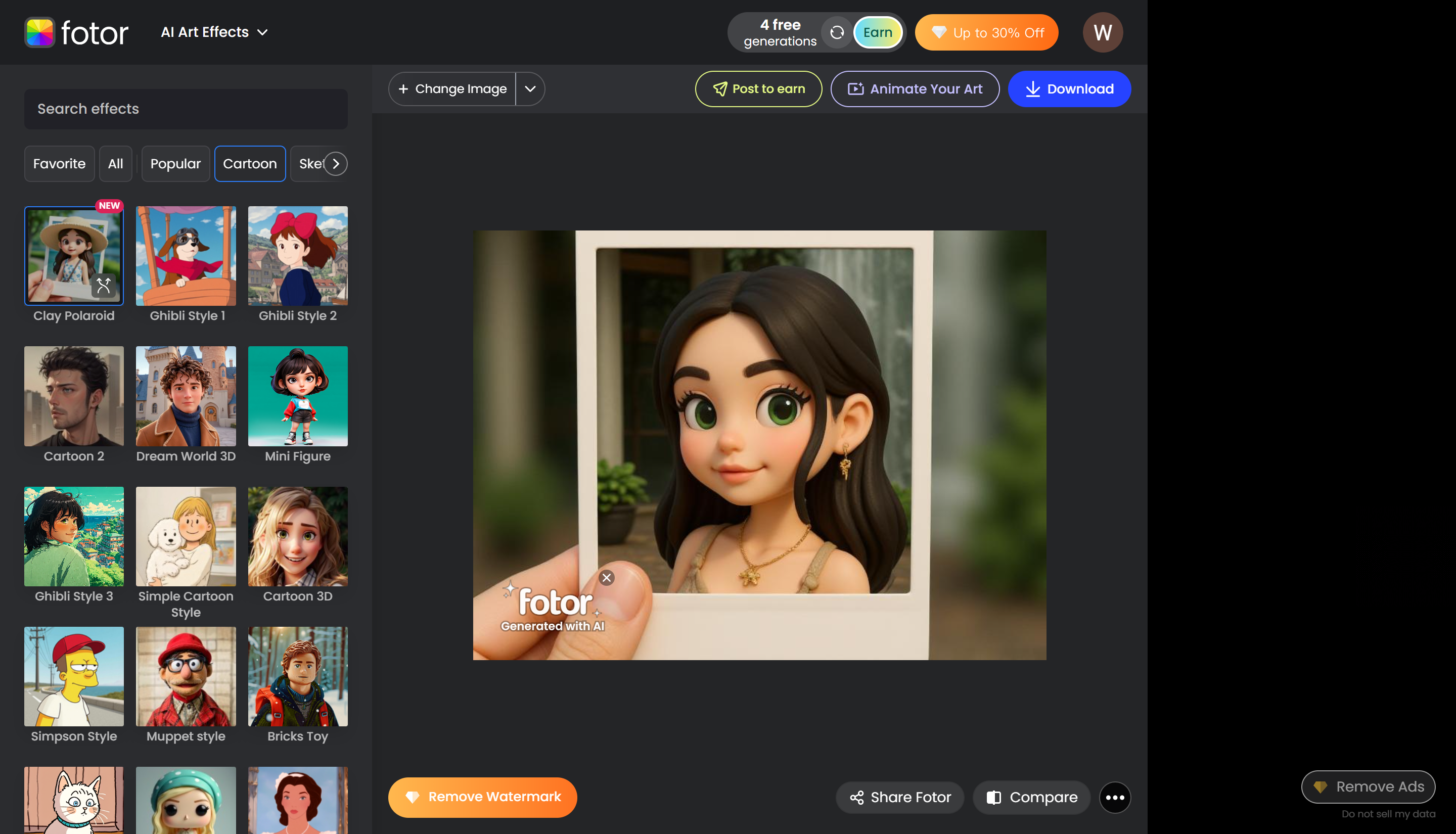 Fotor - the popular tool to convert a photo to a cartoon AI