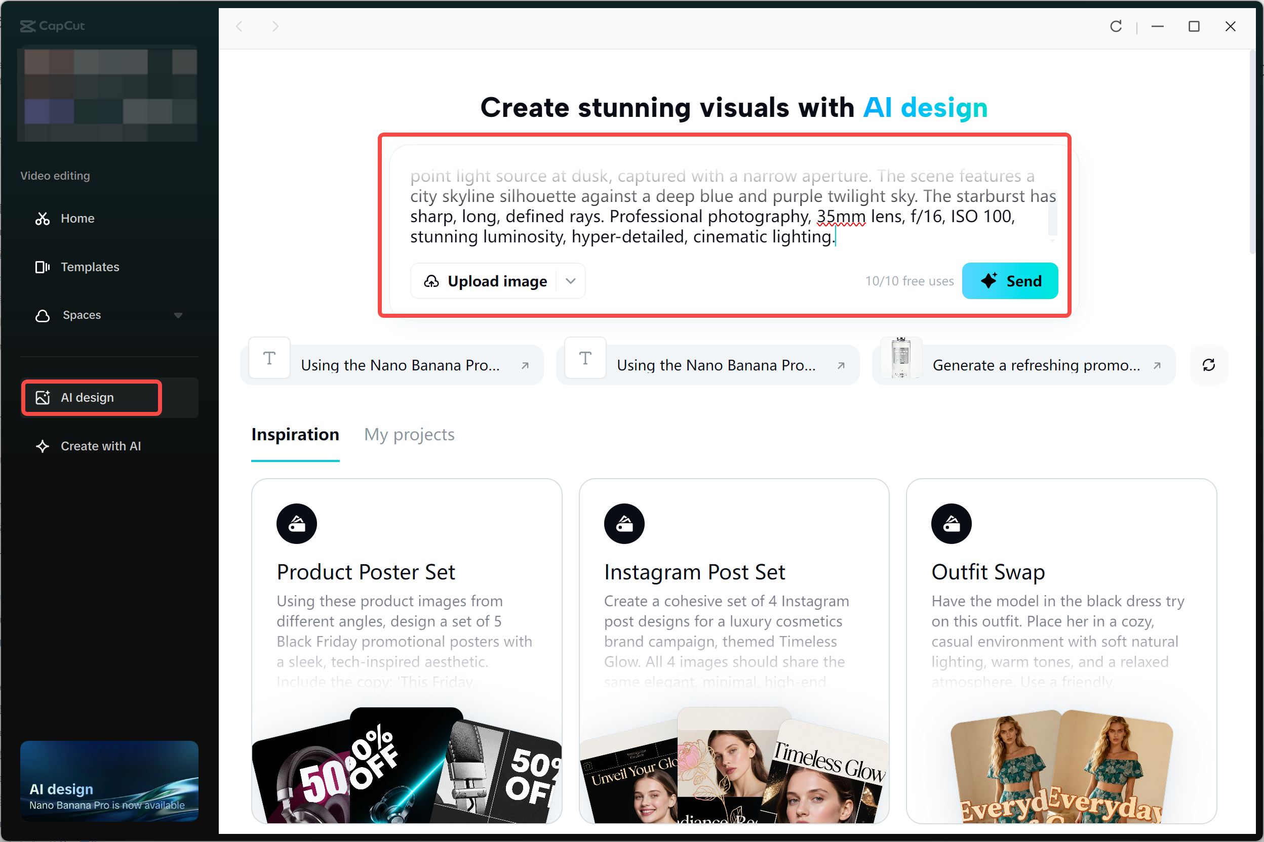 Accessing AI design to the CapCut desktop video editor