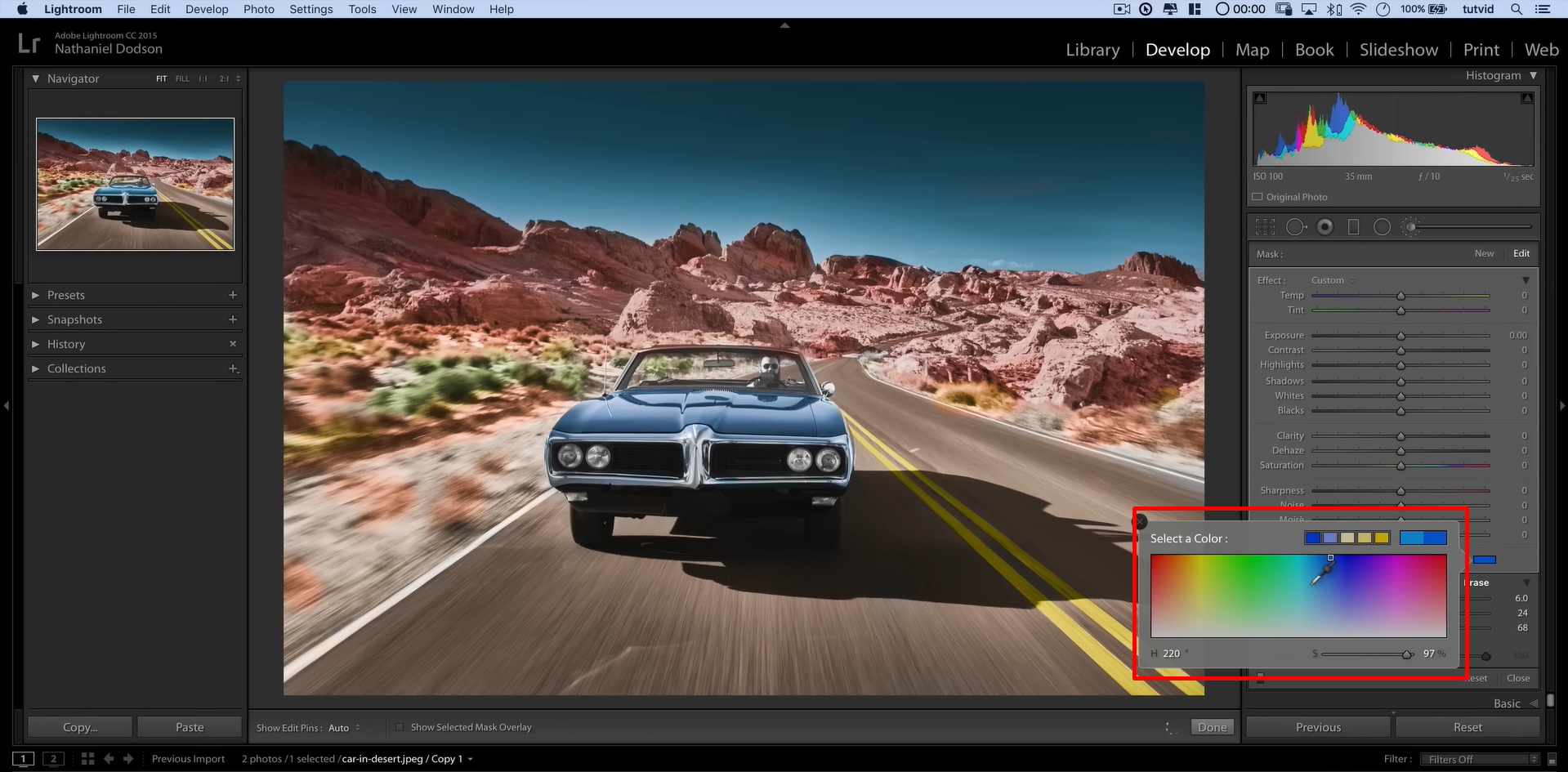 Turning black and white photo to color in Lightroom