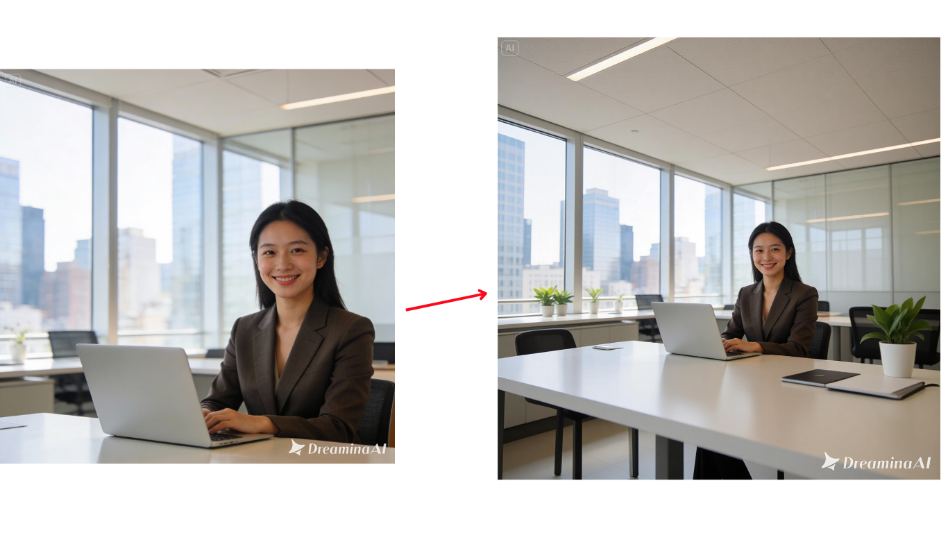 AI expand feature of Dreamina to match the WhatsApp square profile format