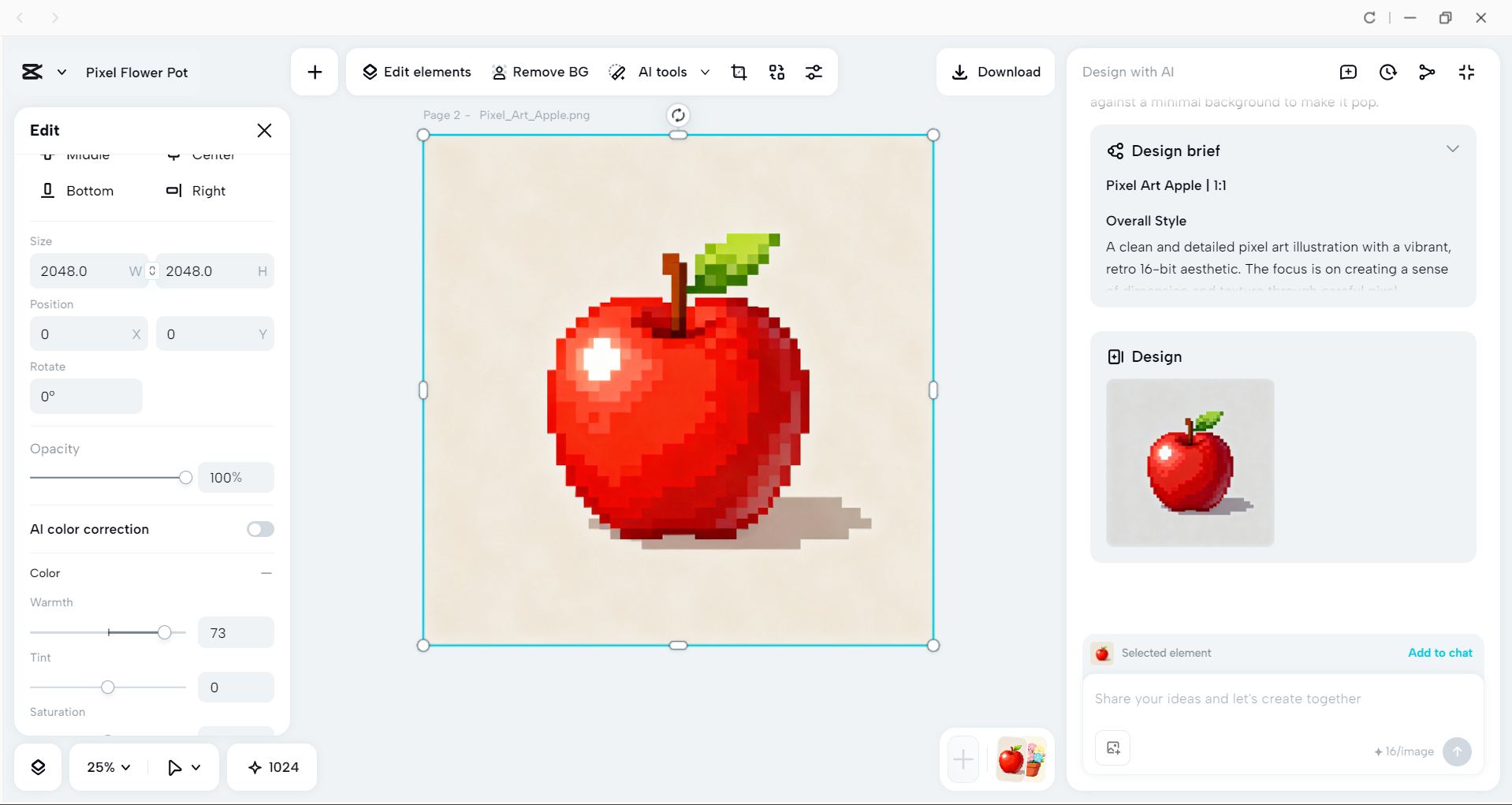 Interface of the CapCut desktop video editor - the fastest way to generate pixel arts