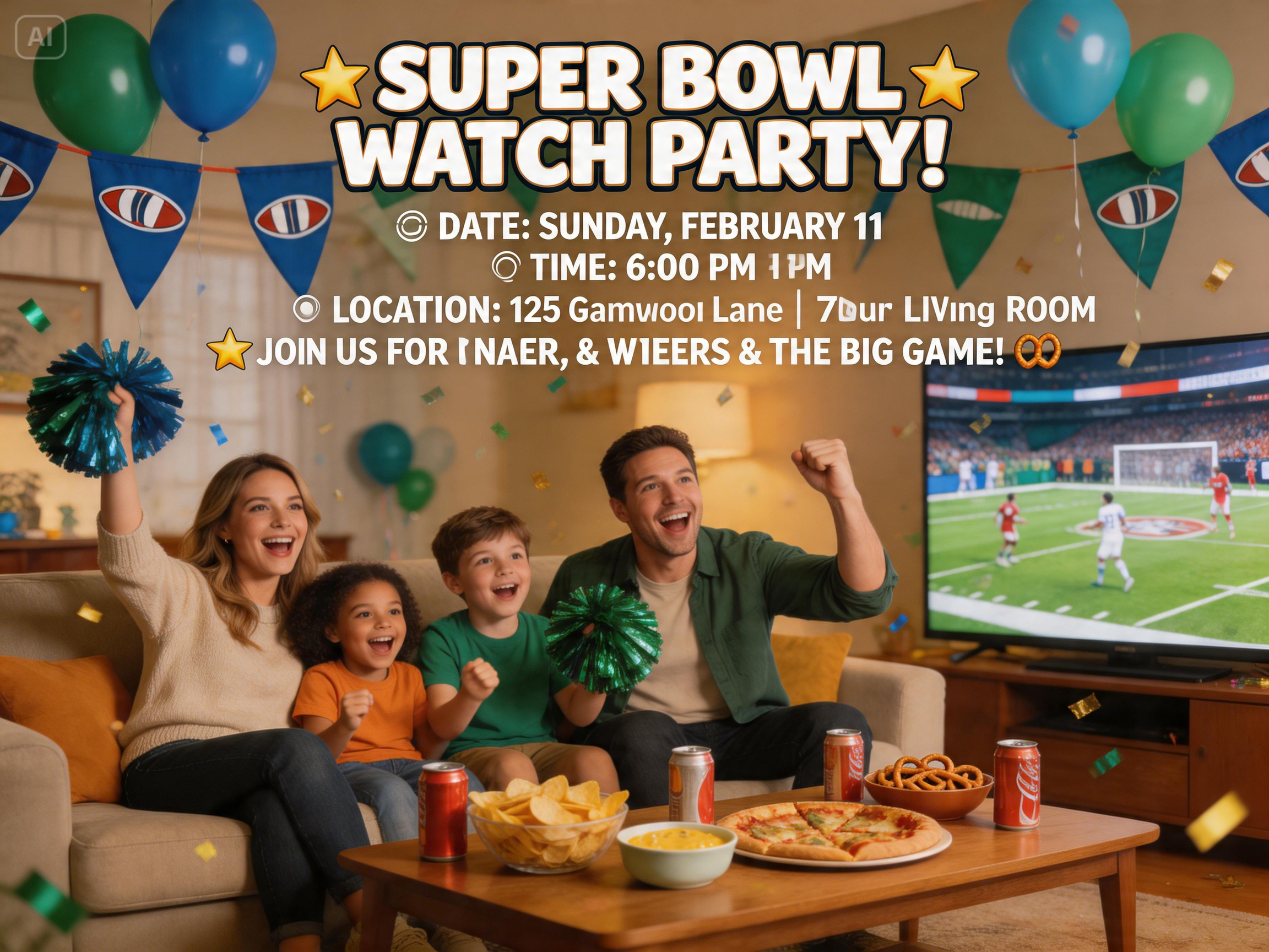 Pedido para uma festa de dia de jogo em família