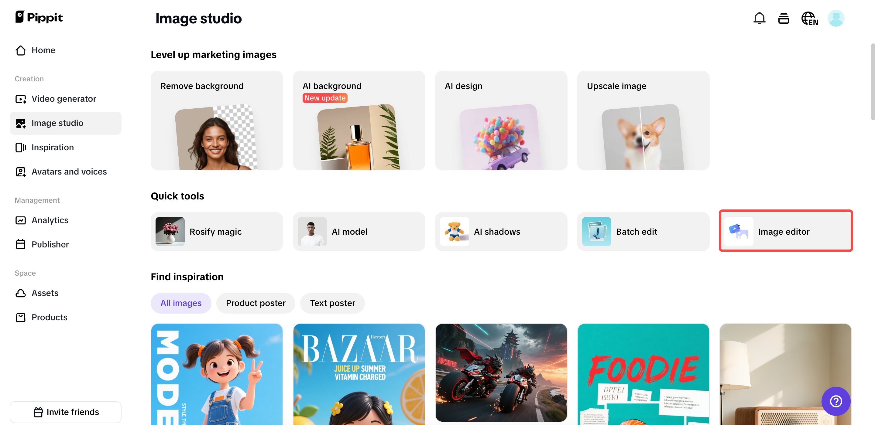 Avaa Image editor -työkalu.