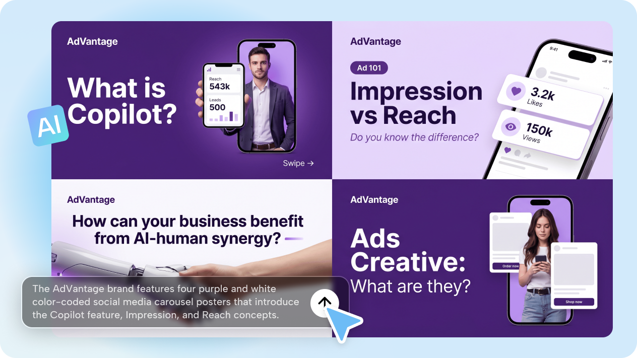 Generate carousel slide visuals from text descriptions 