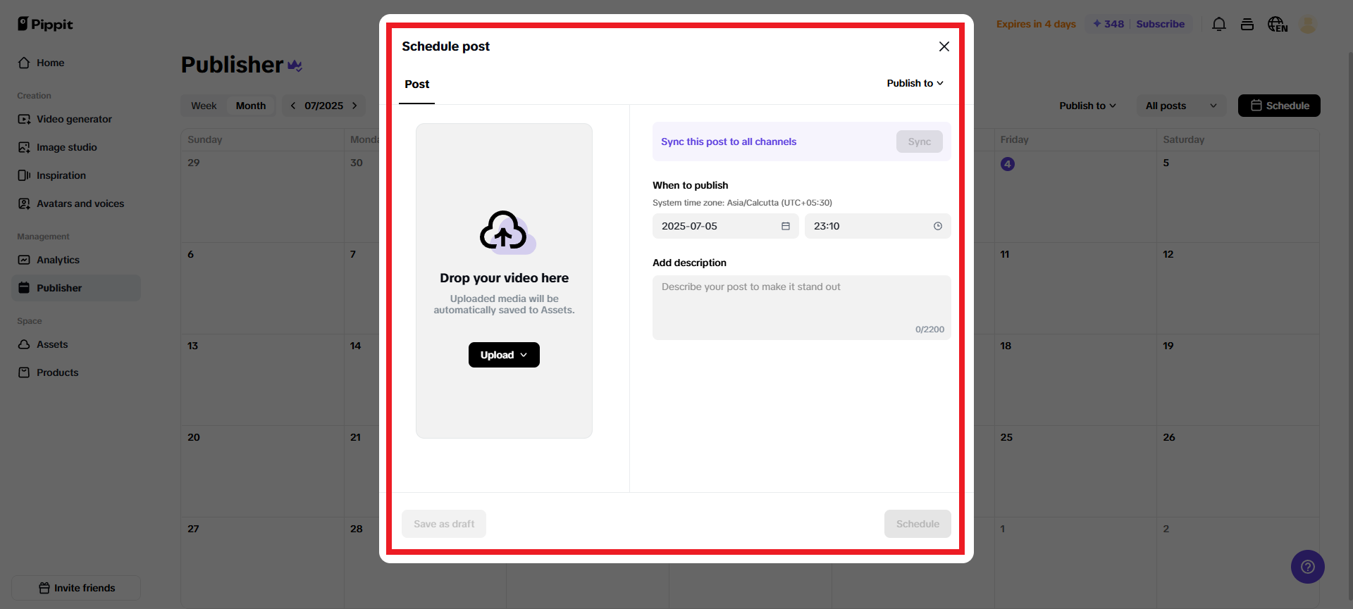 Create a post for your account