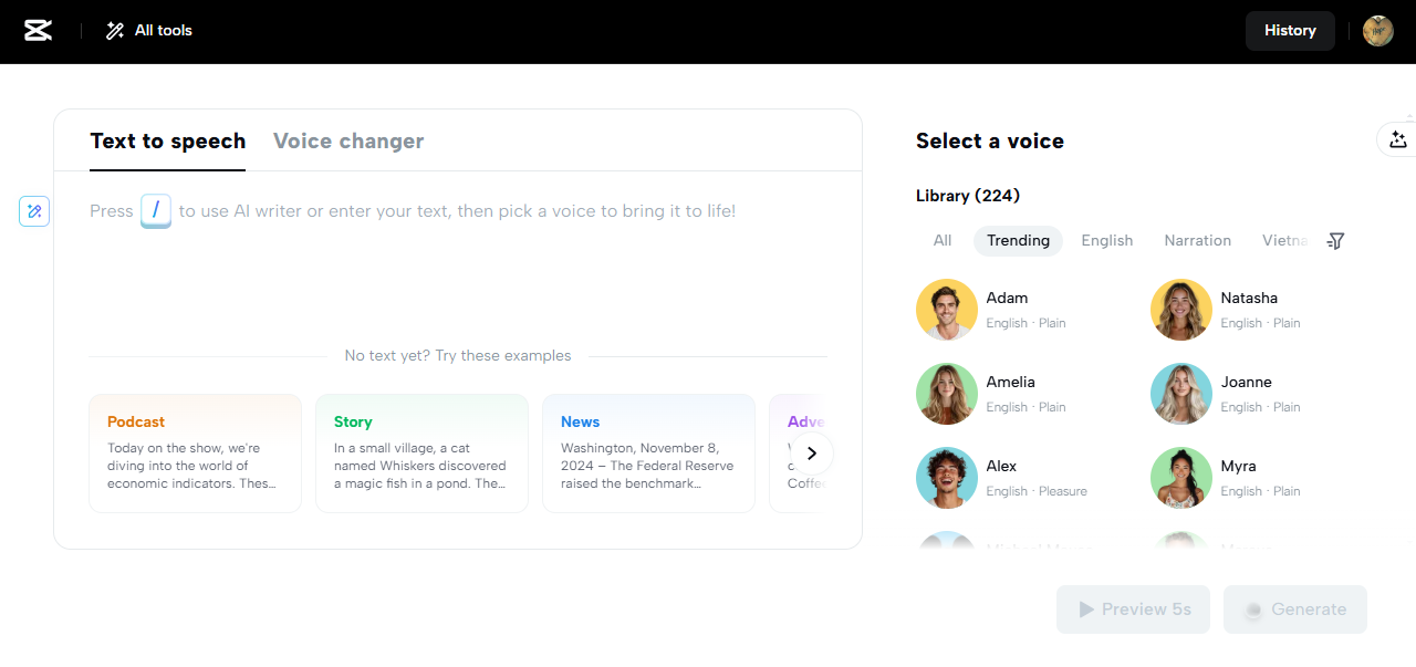 CapCut Web voicemail generator