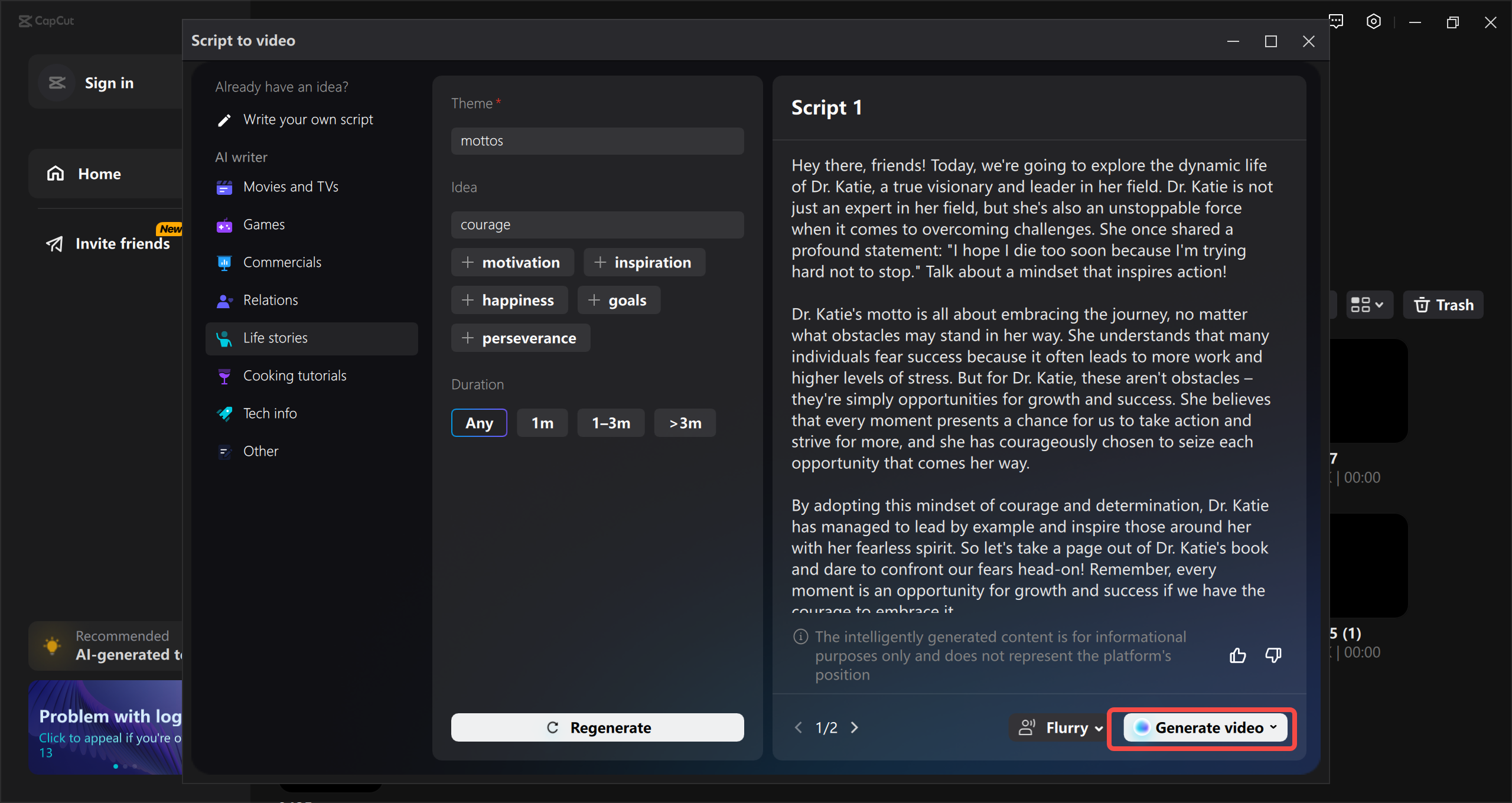 Generate script