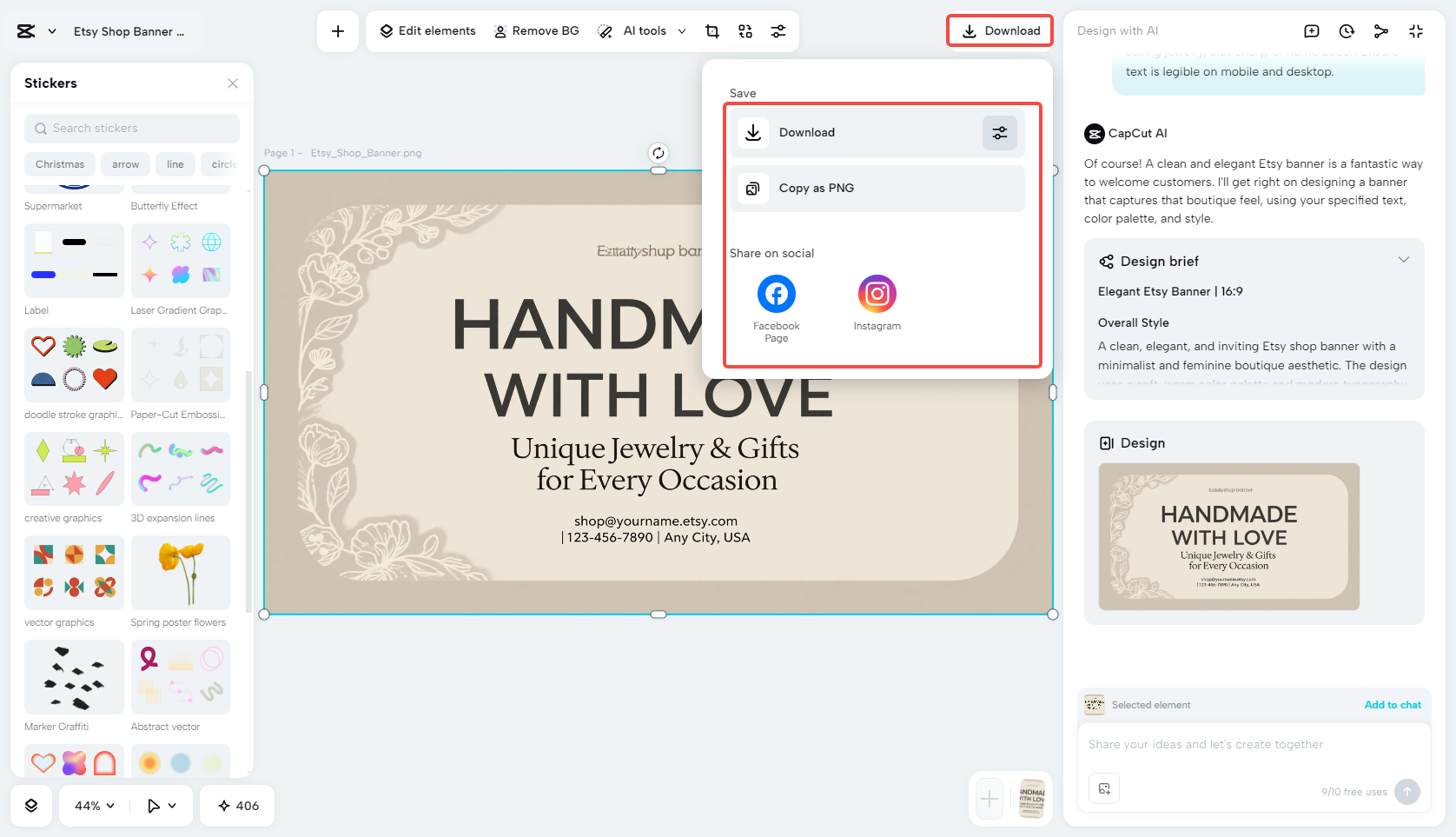 Export your Etsy banner