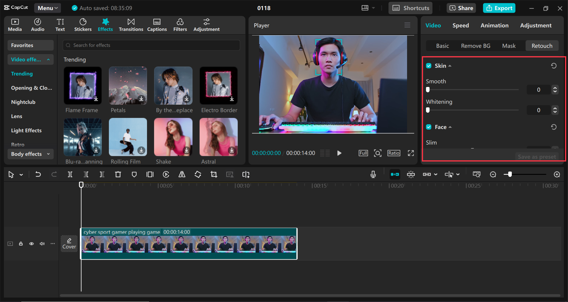 Editing recorded Twitch stream in the CapCut desktop video editor