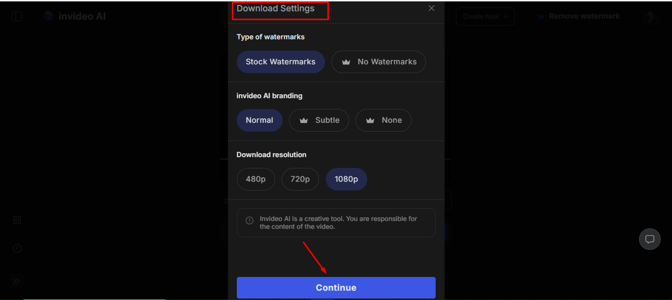 Downloading the final video from InVideo AI
