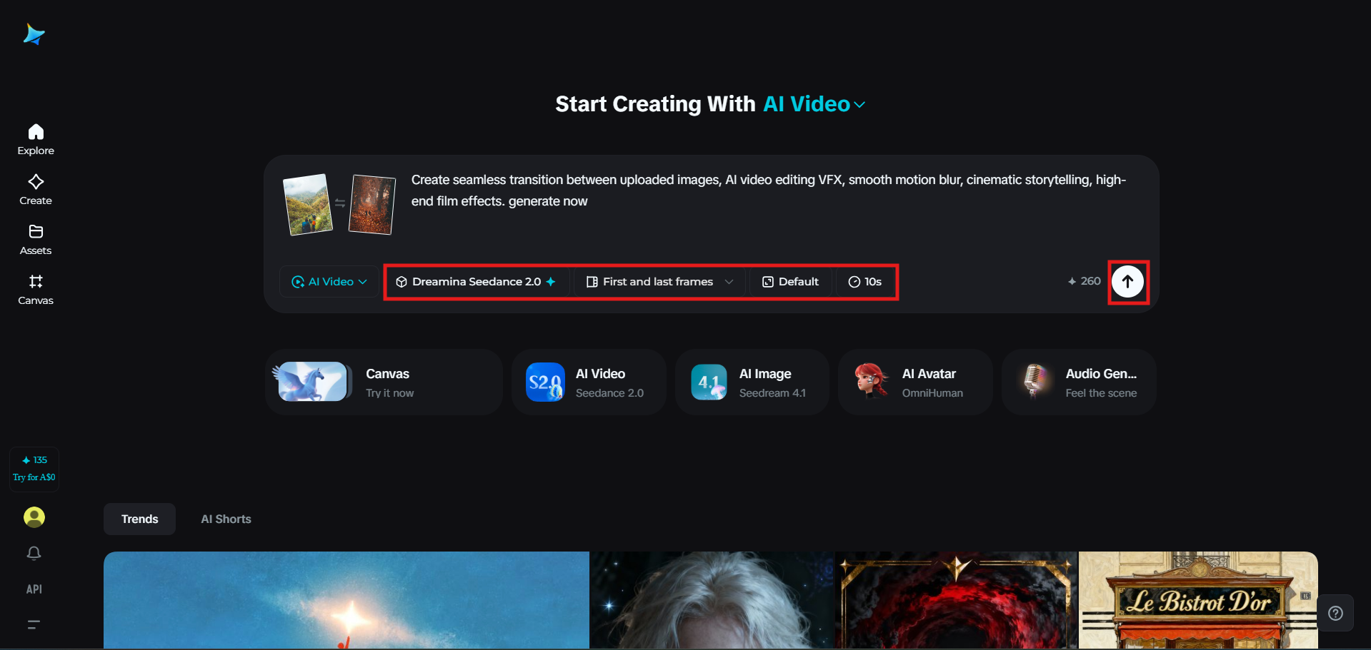Select the video model and adjust the settings