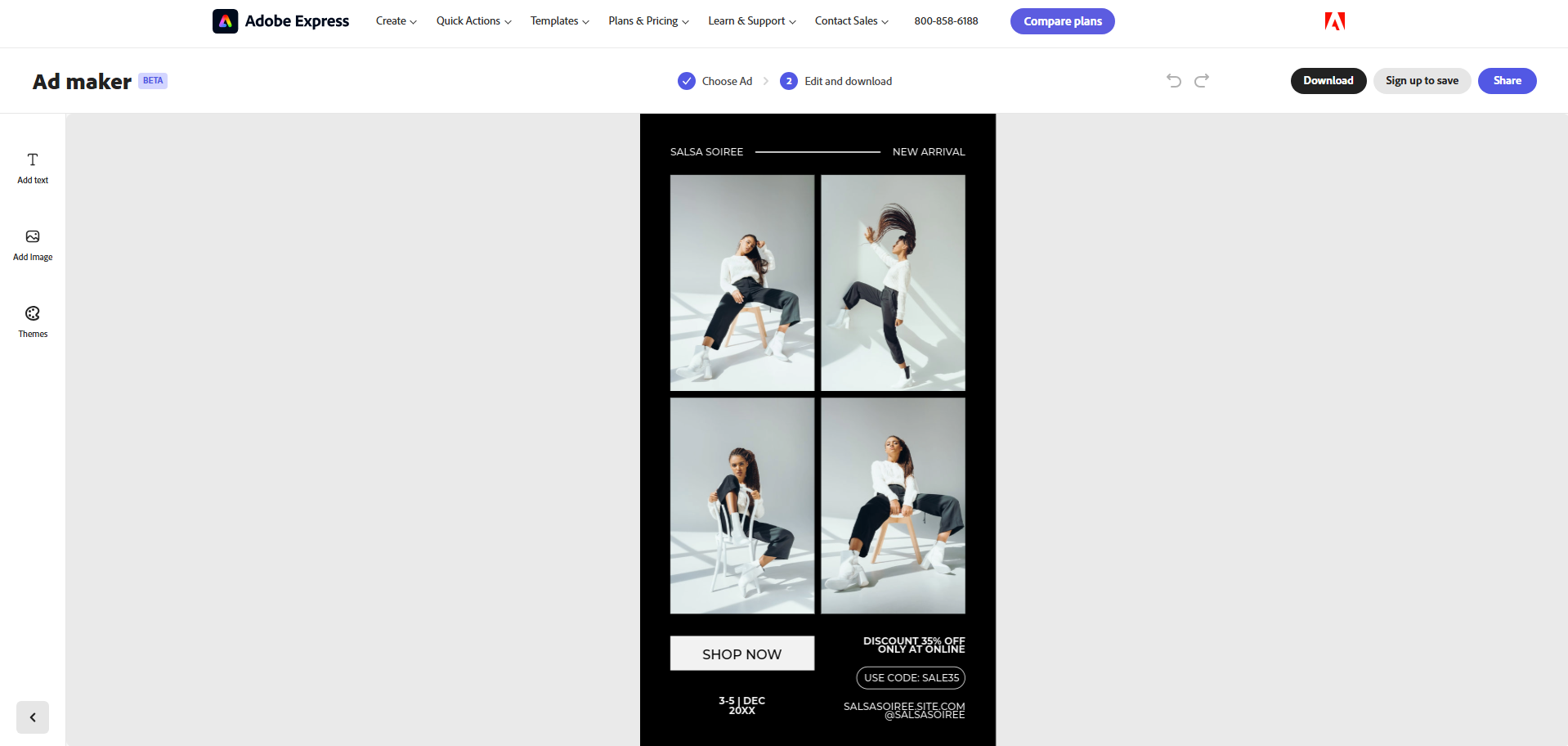Adobe Express Instagram ad template personalization