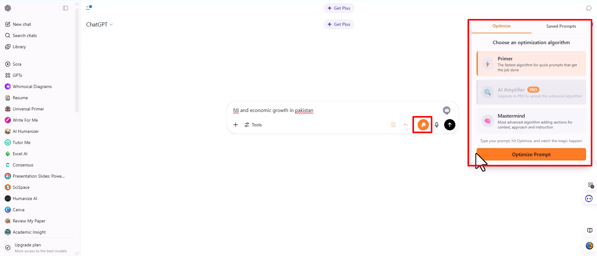 Enhance the prompt using Prompt Genie Google Chrome Extension
