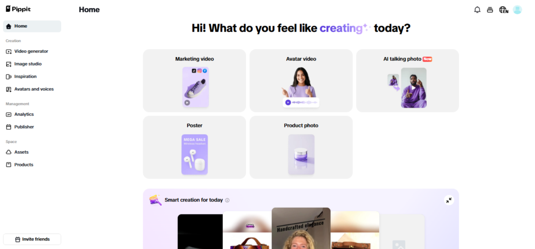 Pippit AI home page