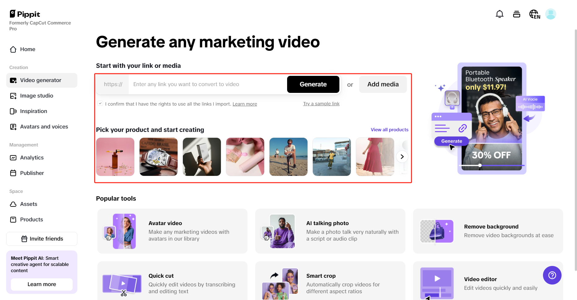 Pippit video generator