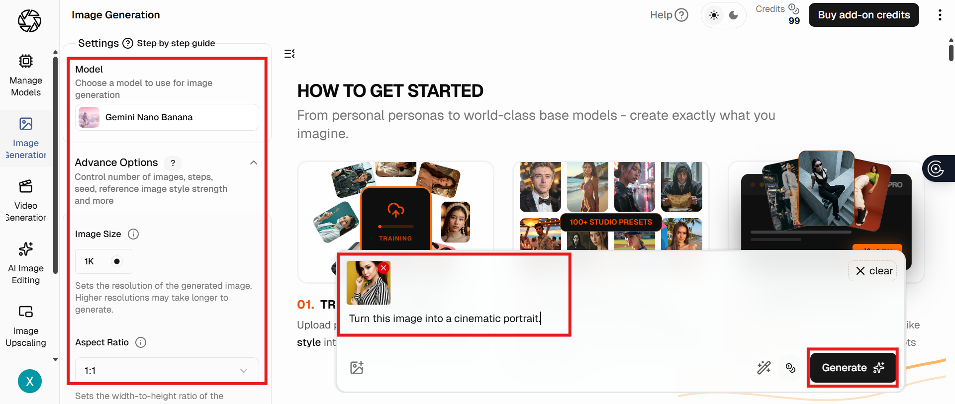 Upload an image to convert into a cinematic portrait