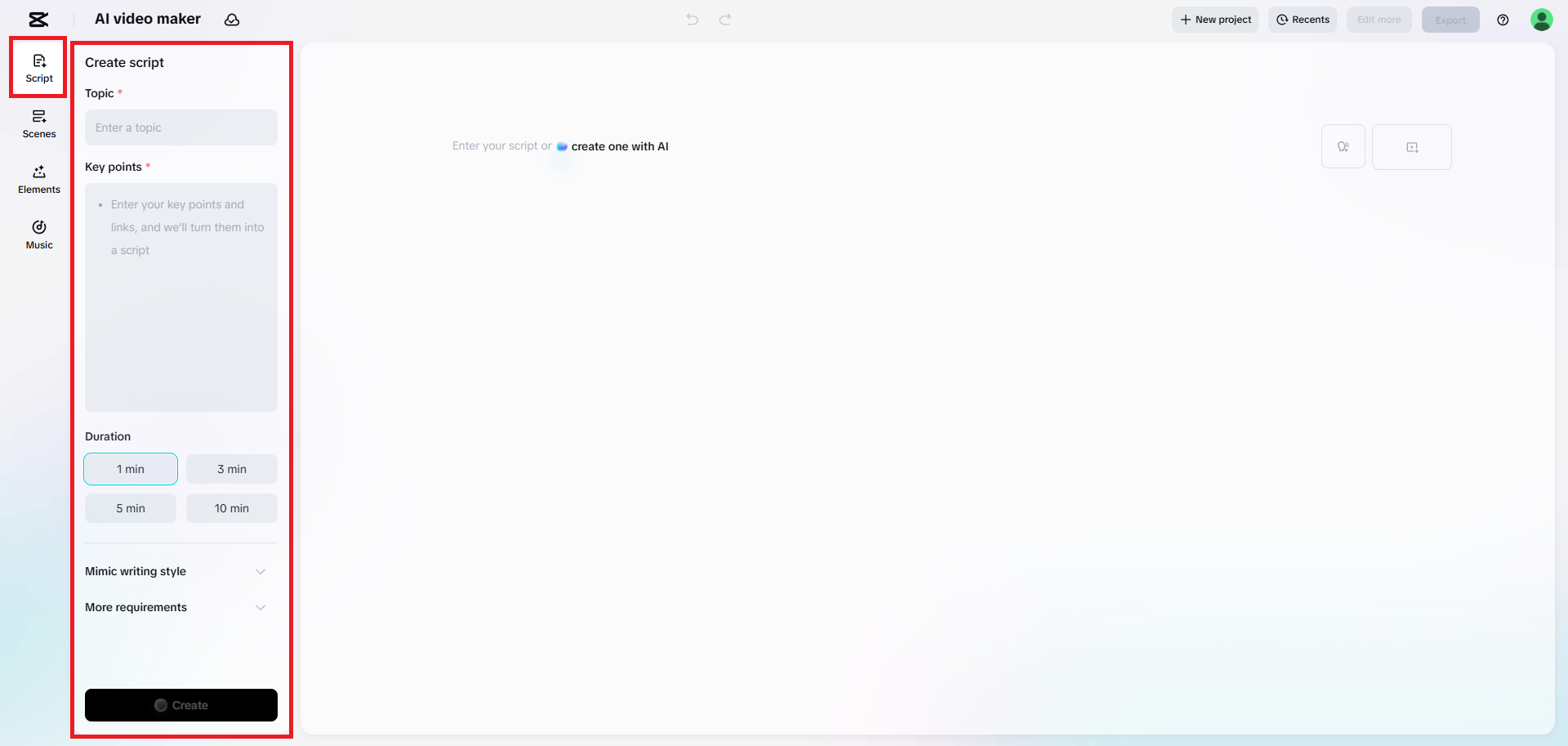 Enter your video script