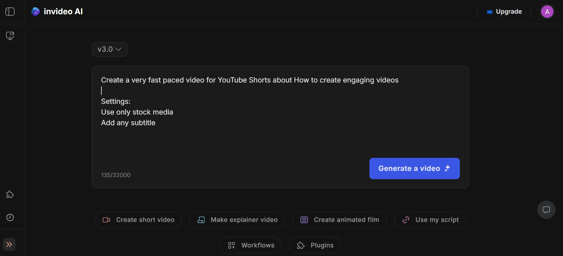 Invideo AI video generator