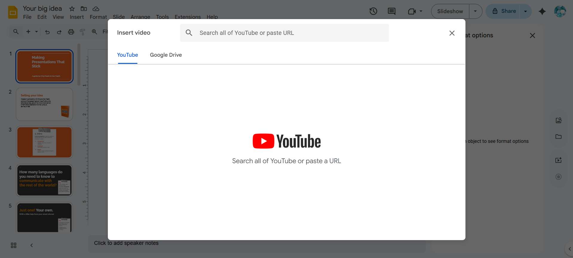 Avaa Google Slides