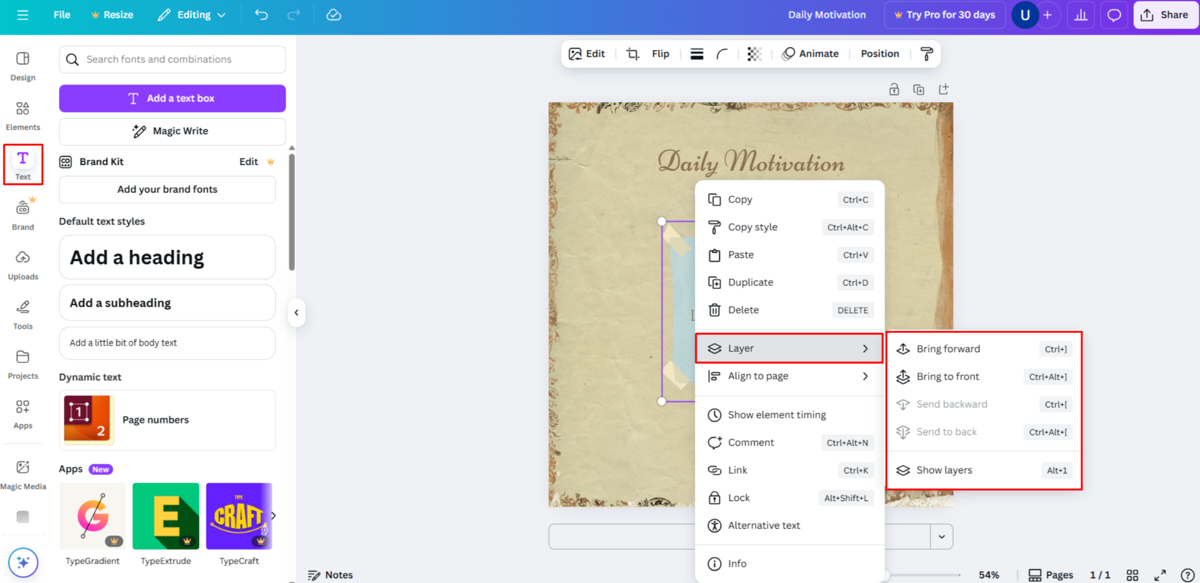 Personalizando texto y agregando imágenes a un póster en Canva