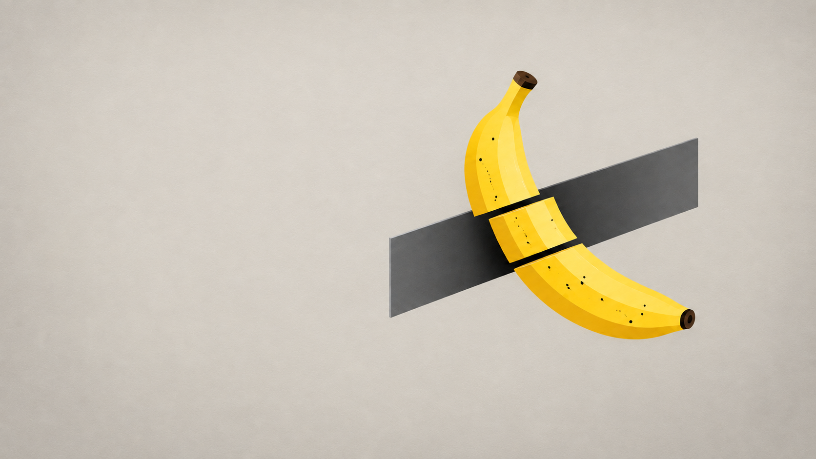 Satah penyuntingan pisang kuning dan grafit bersegmen pada latar belakang kelabu hangat
