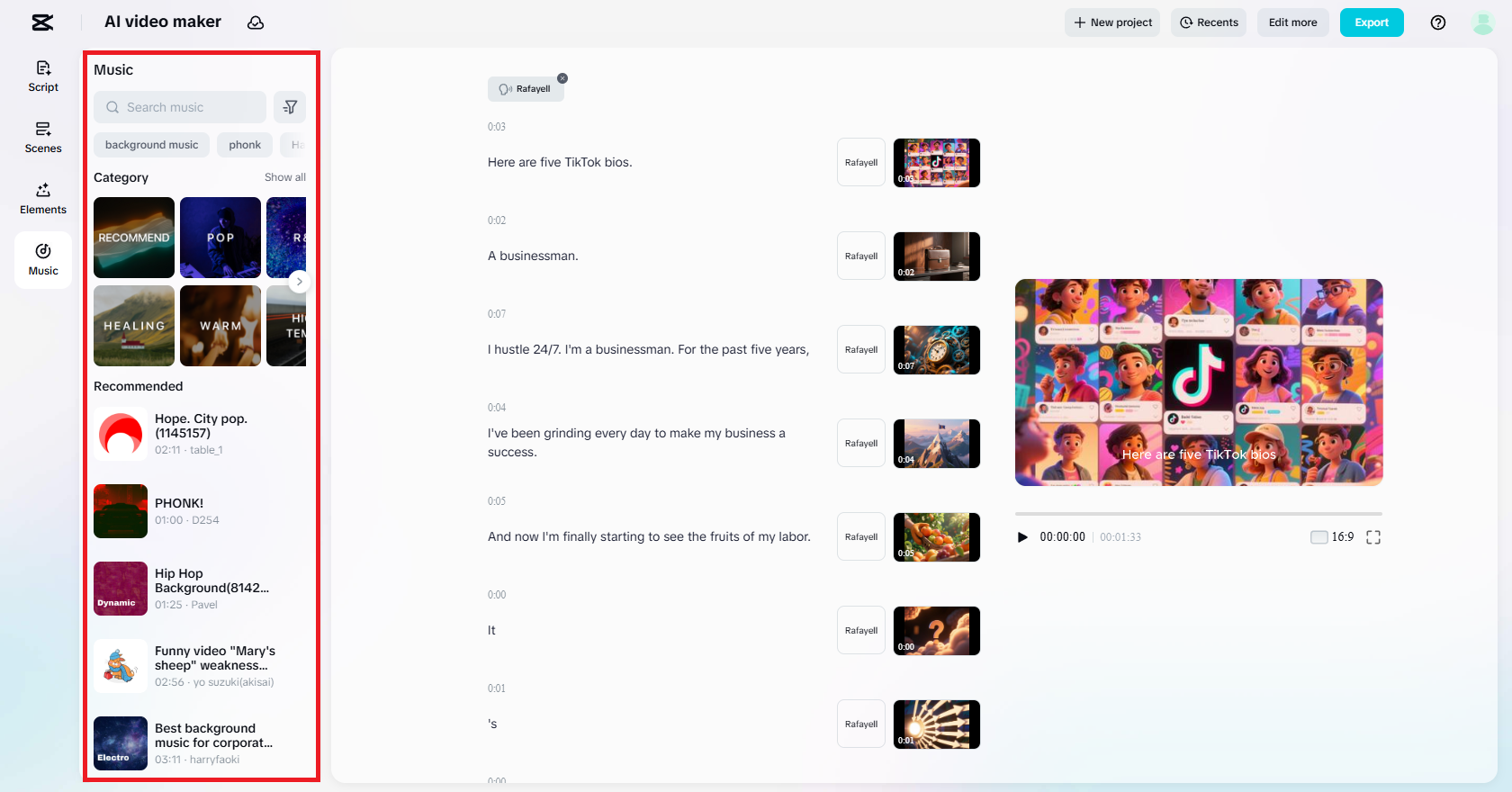 Tambah audio pada video anda
