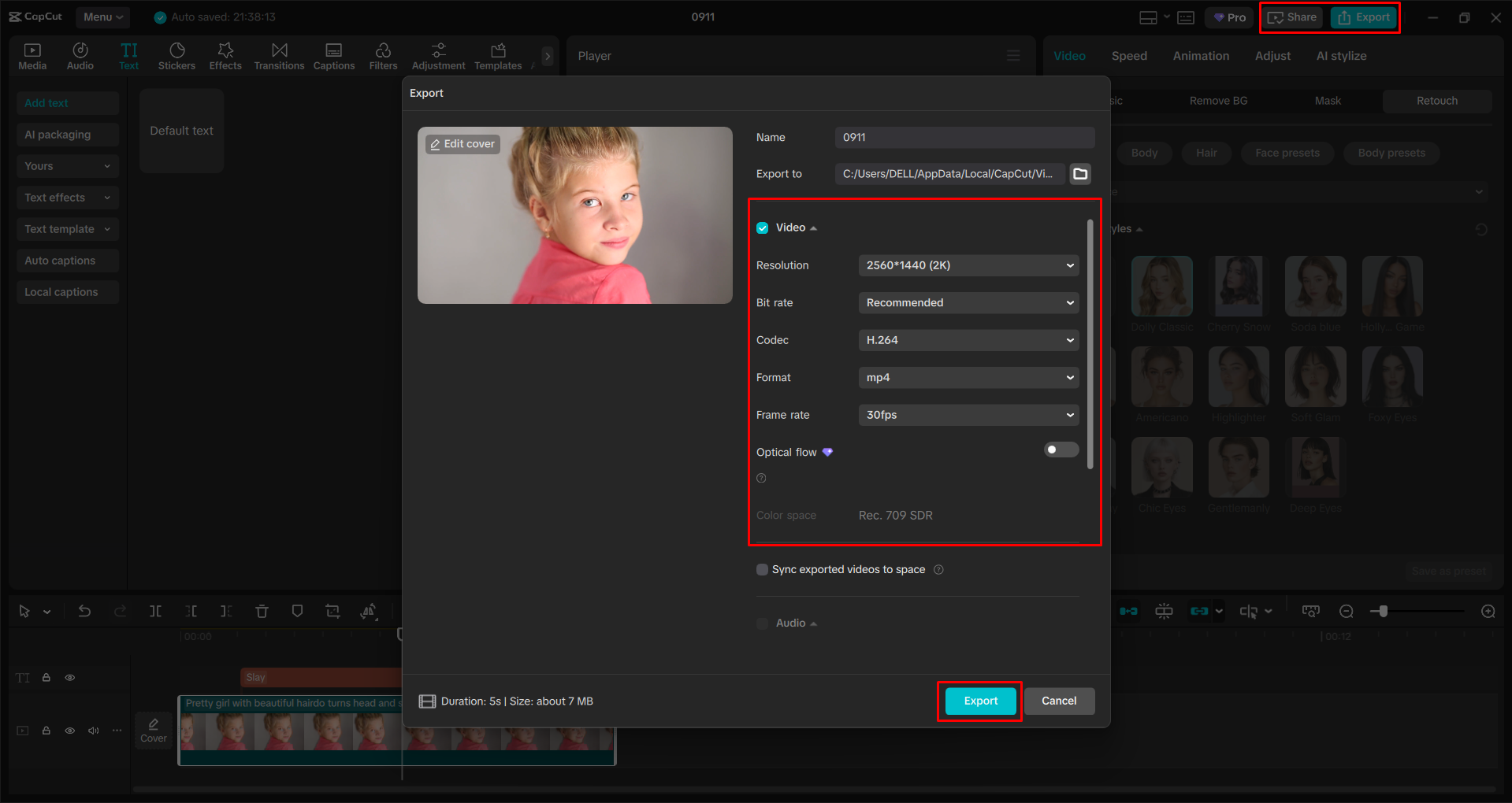 Pag-export ng video mula sa CapCut desktop video editor