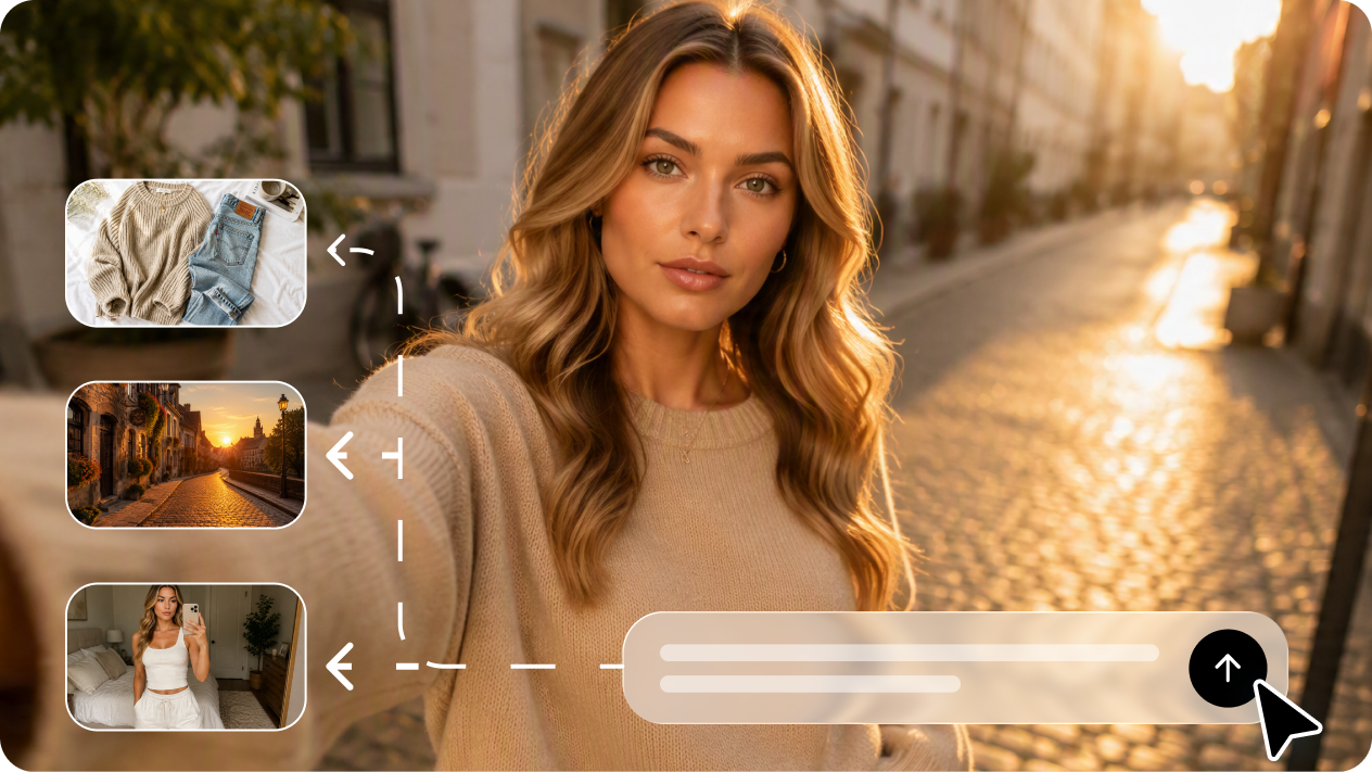 Combine multiple images for creative selfie designs