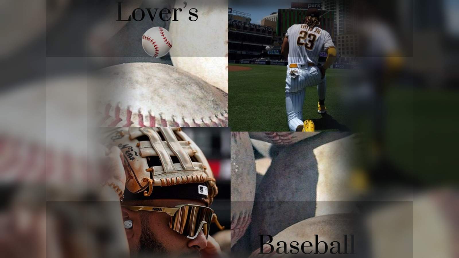 Collage of baseball elements and poster textures used as a creative moodboard