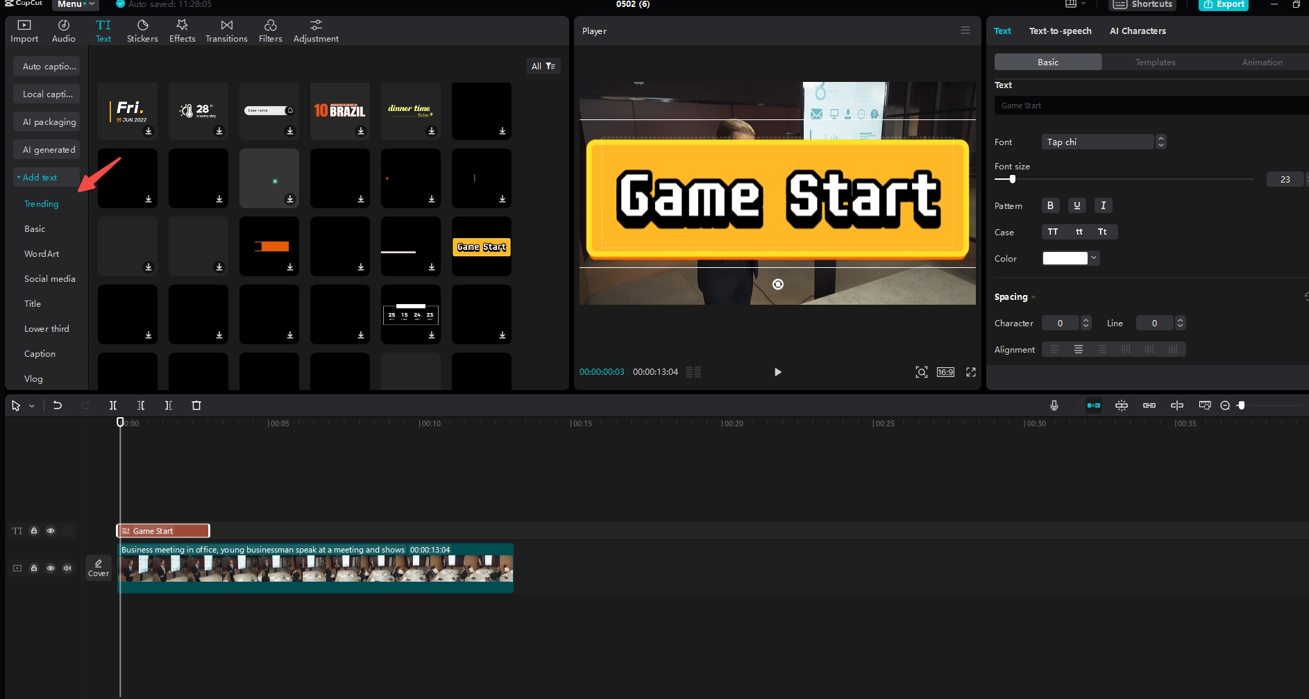 Add text to video