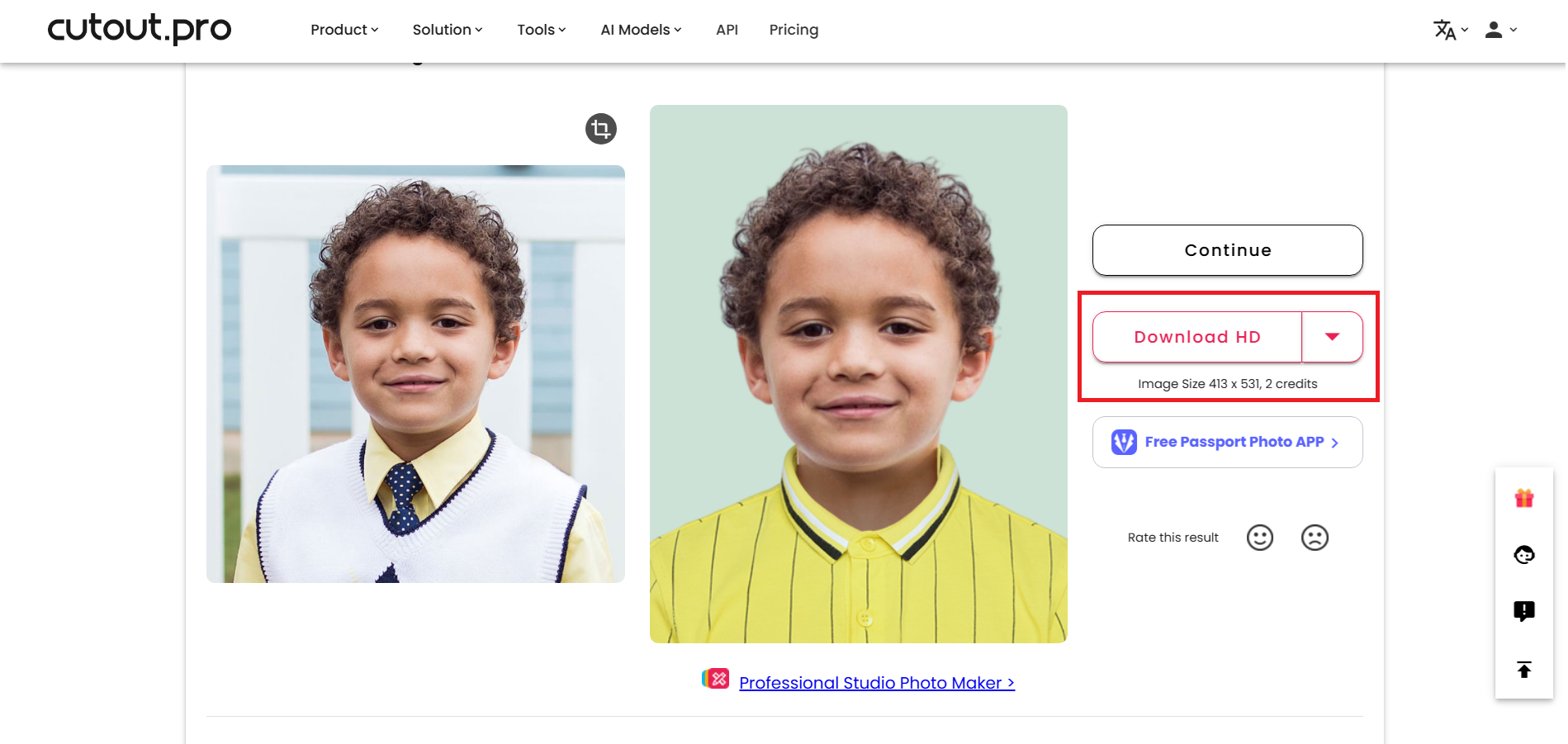 Review and download the photo