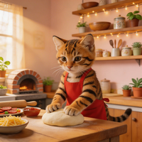 AIの子猫のピザアニメーション